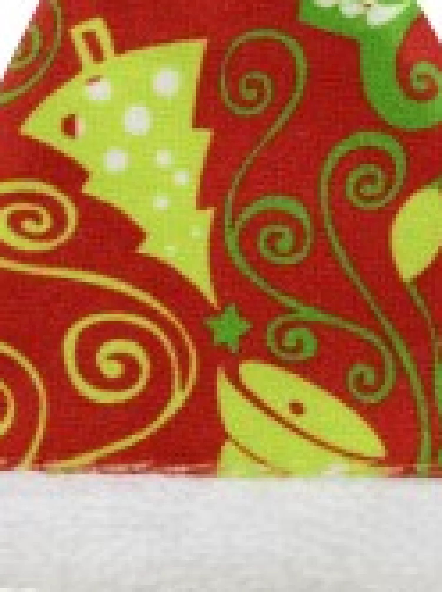 Christmas Warehouse Red Santa Hat With Green Print Christmas Tree Hanging Decoration - 12Cm> Hanging Decorations - Individual