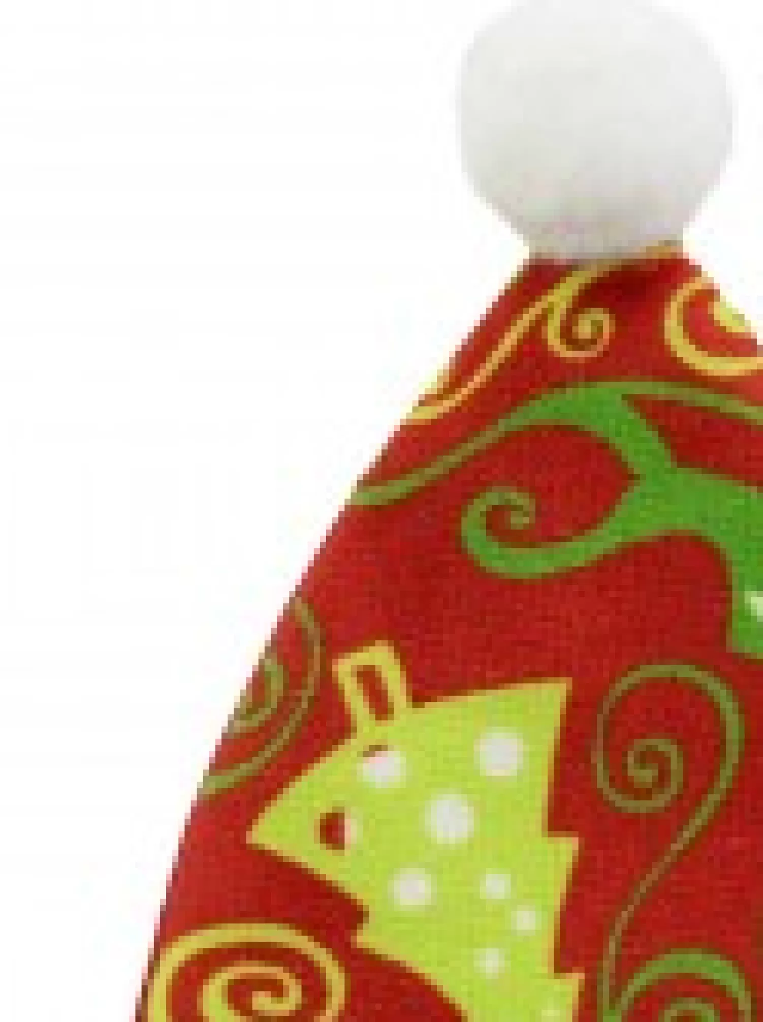 Christmas Warehouse Red Santa Hat With Green Print Christmas Tree Hanging Decoration - 12Cm> Hanging Decorations - Individual