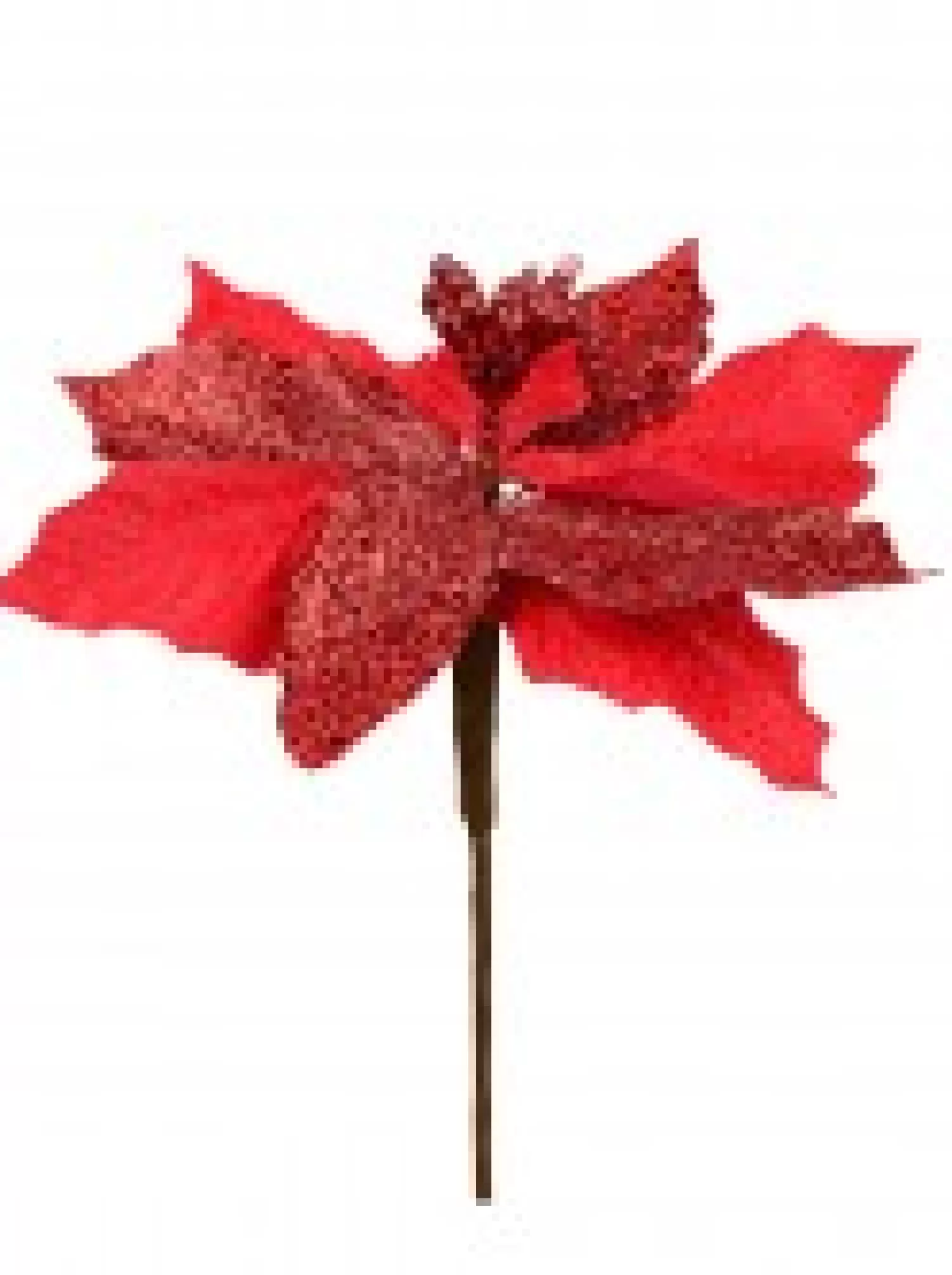 Christmas Warehouse Red Sequin & Fabric Petal Poinsettia Decorative Christmas Flower Pick - 15Cm> Christmas Picks