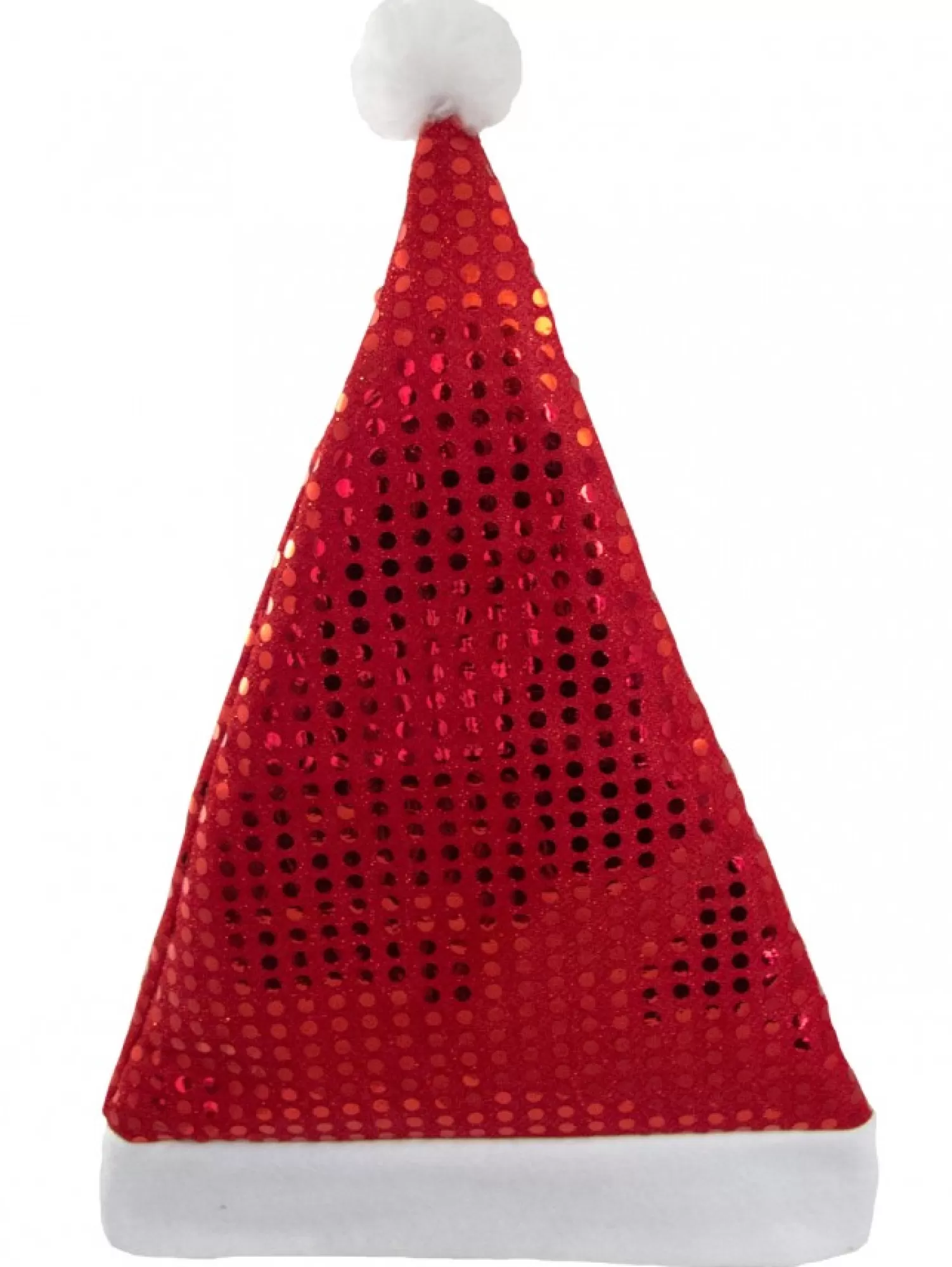 Christmas Warehouse Red Sequins On Red Traditional Christmas Santa Hat - One Size Fits Most> Santa Hats