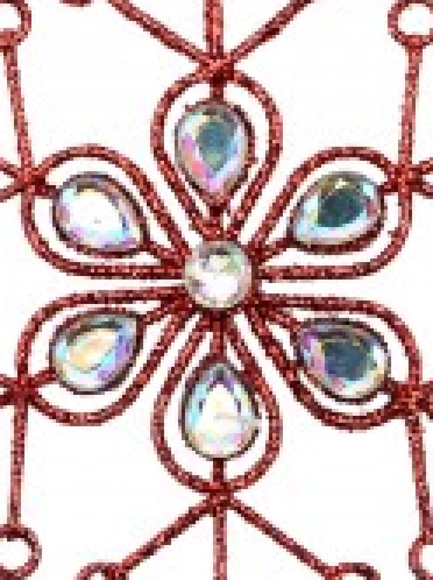 Christmas Warehouse Red Snowflake & Encrusted Diamante Christmas Tree Hanging Decoration - 12Cm> Hanging Decorations - Individual