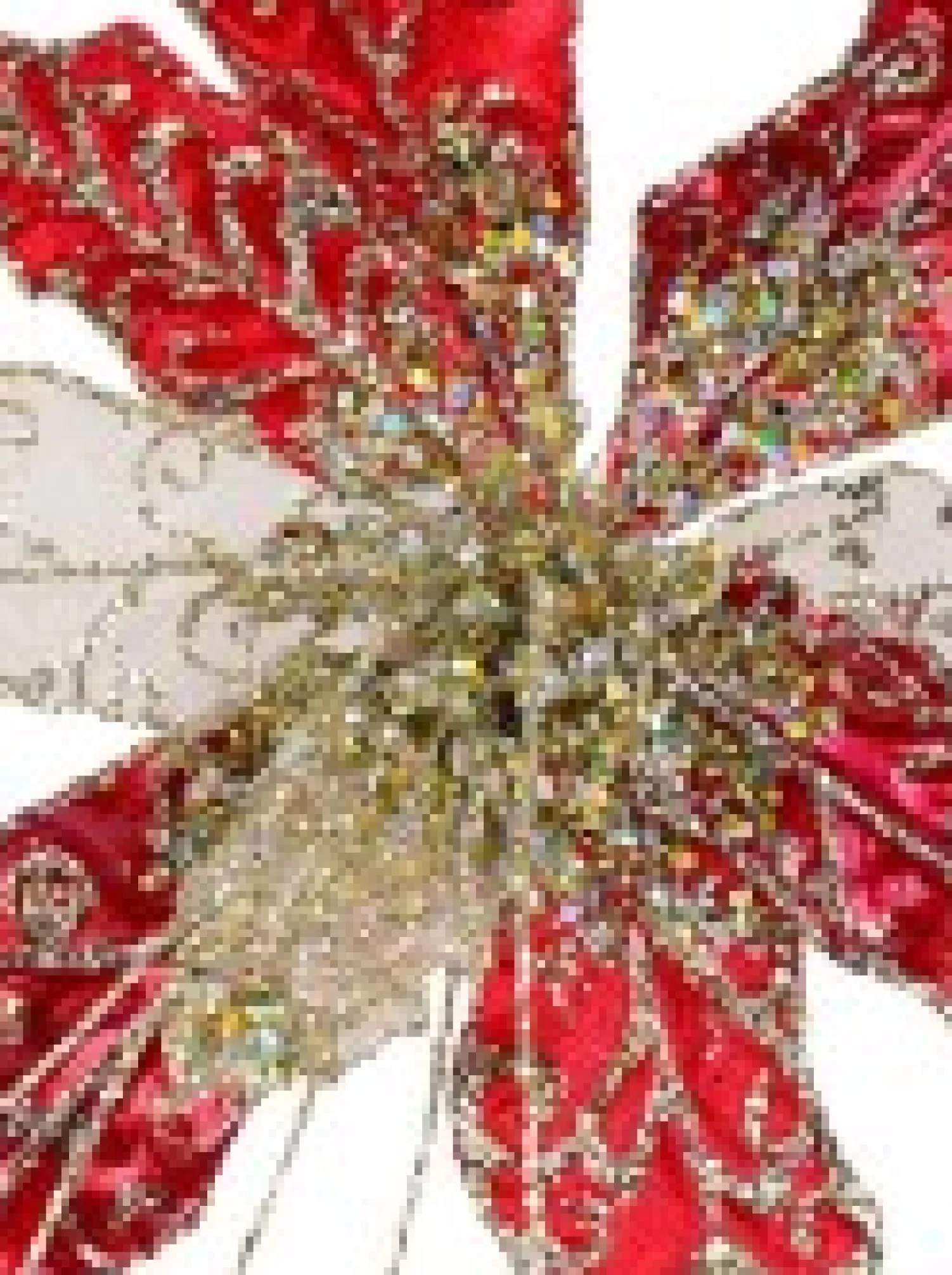 Christmas Warehouse Red Velvet & Metallic Sheer Cactus Decorative Christmas Flower Pick - 22Cm> Christmas Picks