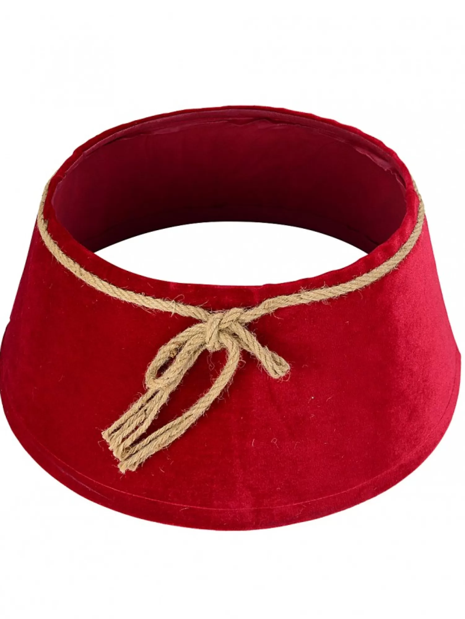 Christmas Warehouse Red Velvet Conical Shape With Rope Bow Christmas Tree Skirt - 58Cm> Tree Skirts