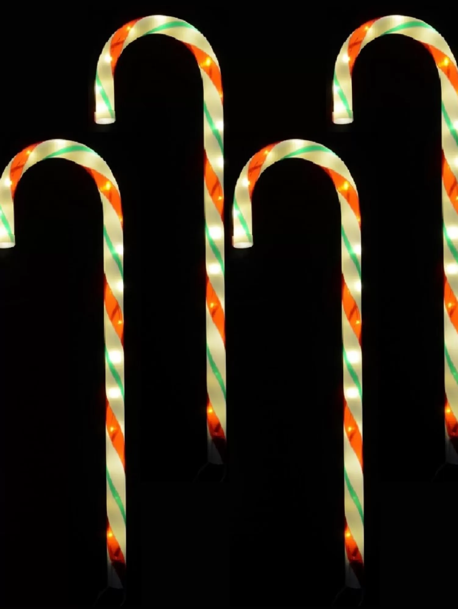 Christmas Warehouse Red, White & Green Stripe Candy Cane Garden Christmas Path Lights - 4 X 60Cm> Path Lights