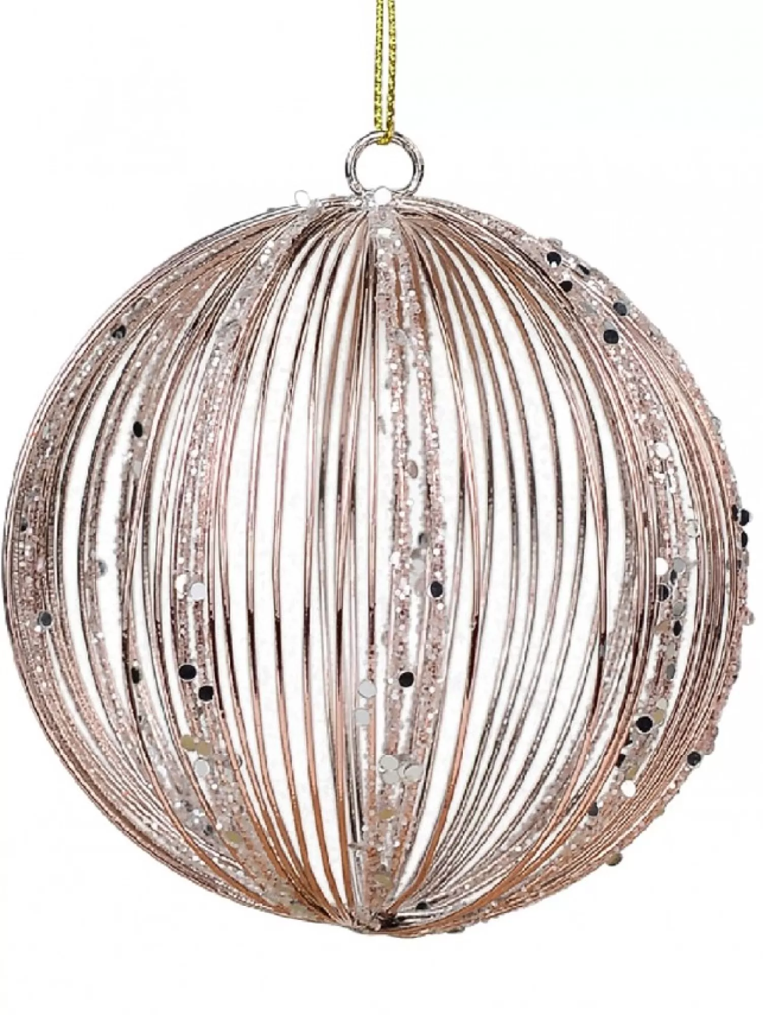 Christmas Warehouse Rose Gold Wire Bauble Shape Christmas Tree Hanging Decoration - 80Mm> Hanging Decorations - Individual