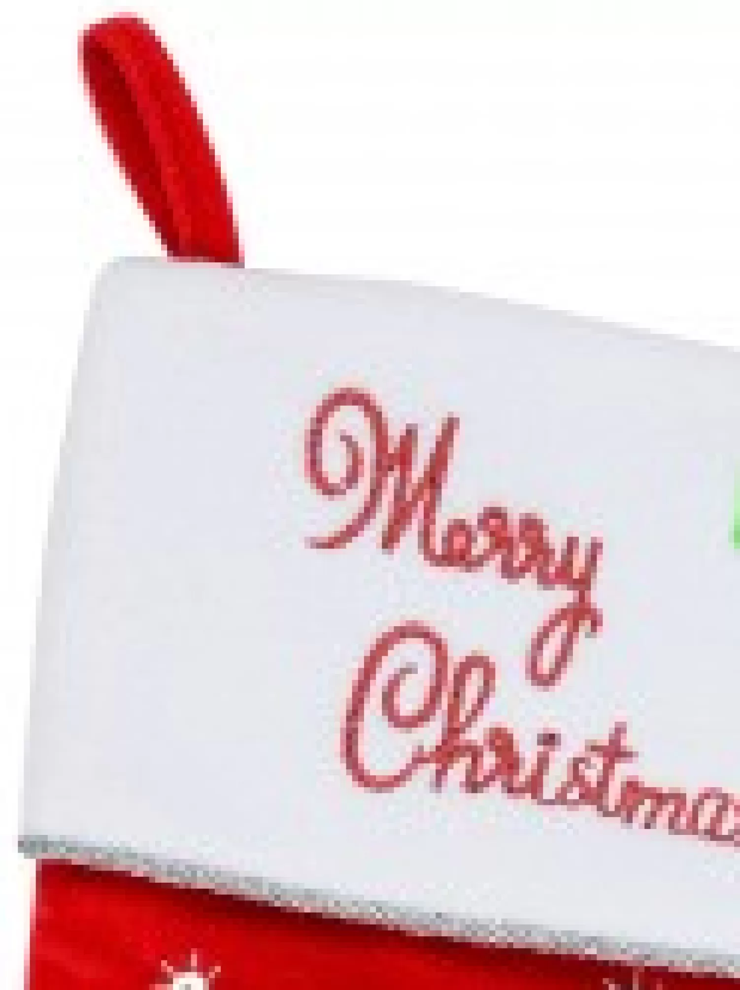 Christmas Warehouse Santa & Reindeer Applique With Font & Holly Velvet Christmas Stocking - 48Cm> Christmas Stockings