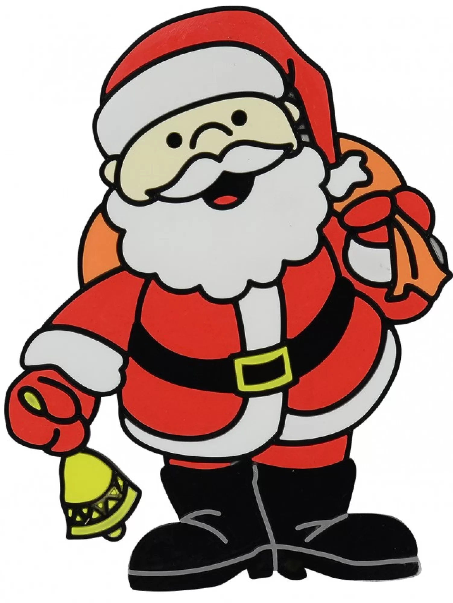 Christmas Warehouse Santa With Bell & Gift Sack Gel Christmas Window Cling Decoration - 17Cm> Window Decals, Stencils & Stickers