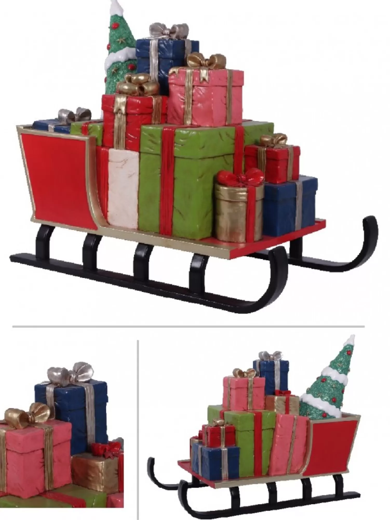 Christmas Warehouse Santa's Sled With Christmas Presents Life Size Resin Decoration Ornament - 1.3M> Large Christmas Decor