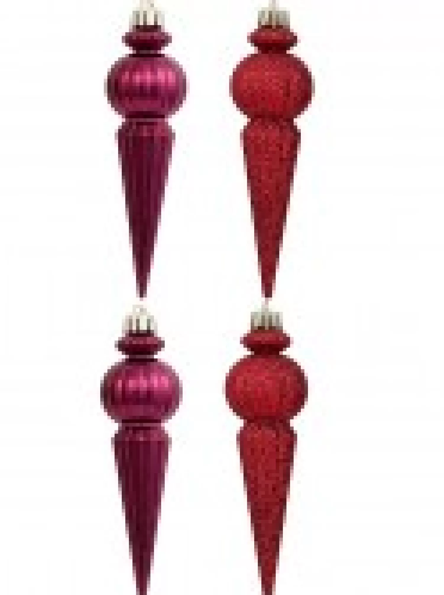 Christmas Warehouse Shiny Burgundy & Red Glitter Finial Christmas Hanging Decoration - 4 X 15Cm> Hanging Decorations - Packs