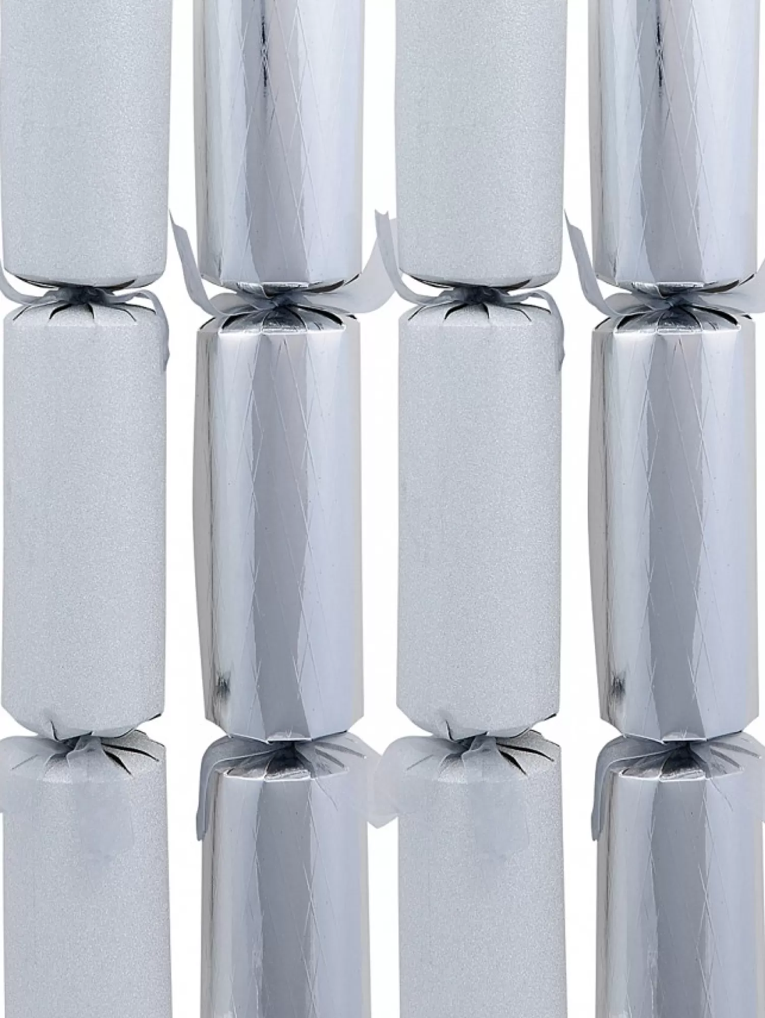 Christmas Warehouse Shiny Criss Cross & Glitter Silver Christmas Cracker Bon Bons - 6 X 34Cm> Christmas Cracker Bon Bon Packs (4 - 16 Per Pack)