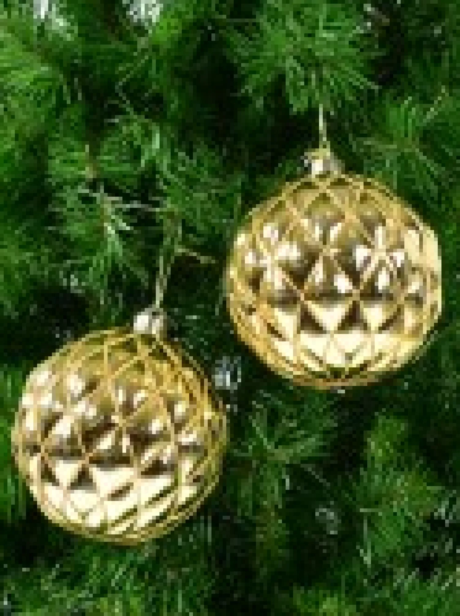 Christmas Warehouse Shiny Gold With Diamond Pattern Convex Textured Large Baubles - 2 X 15Cm> Bauble Packs