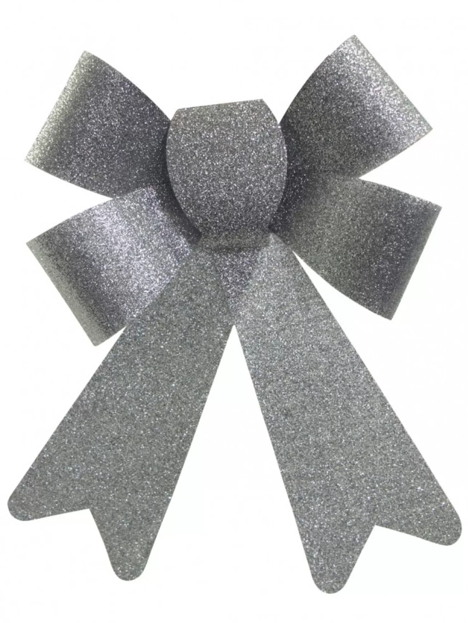 Christmas Warehouse Silver Glitter Pvc Christmas Tree Bow Decoration - 24Cm> Christmas Bows