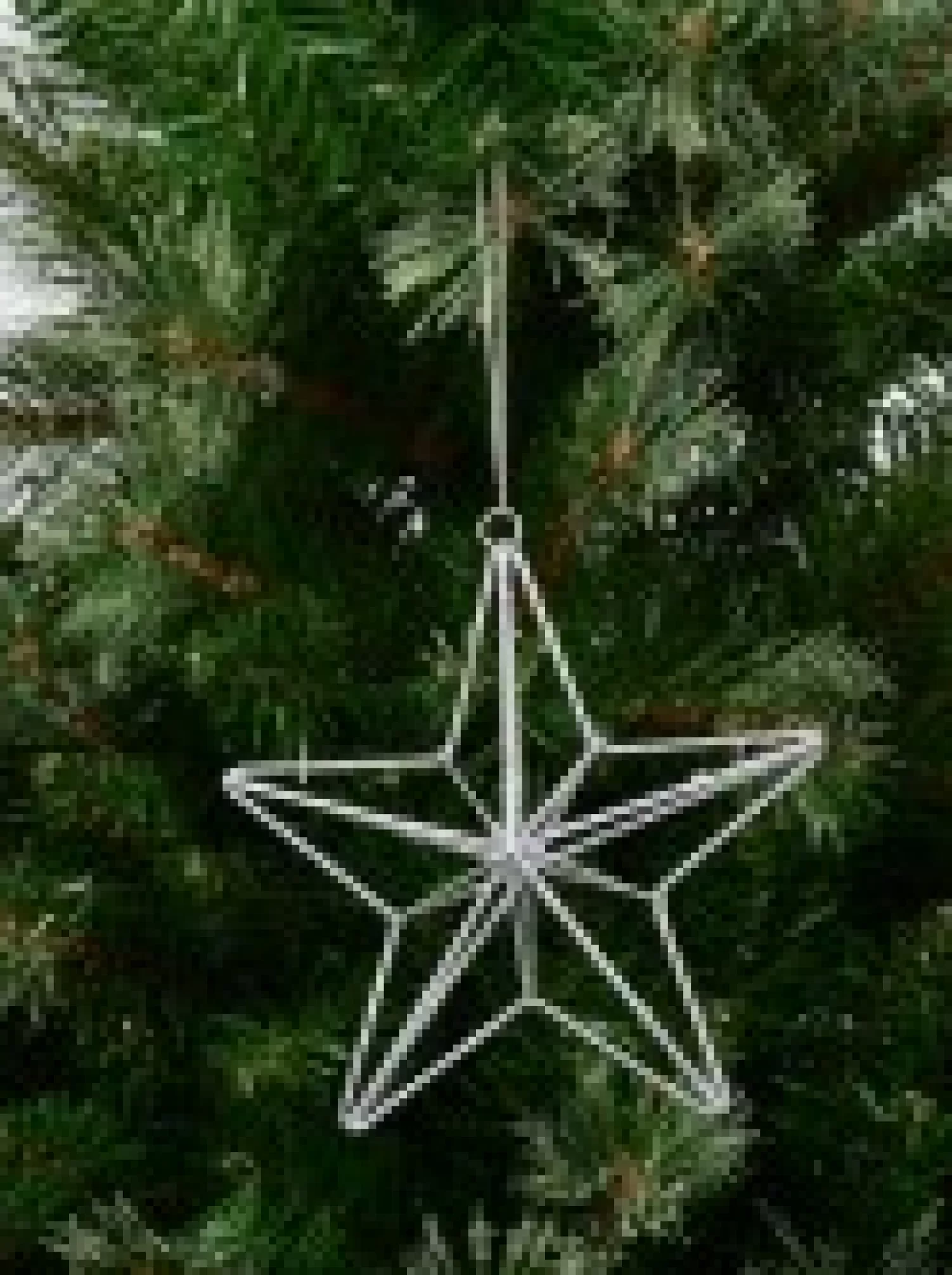 Christmas Warehouse Silver Glittered 3D Wire Framed Star Christmas Tree Hanging Decoration - 16Cm> Hanging Decorations - Individual