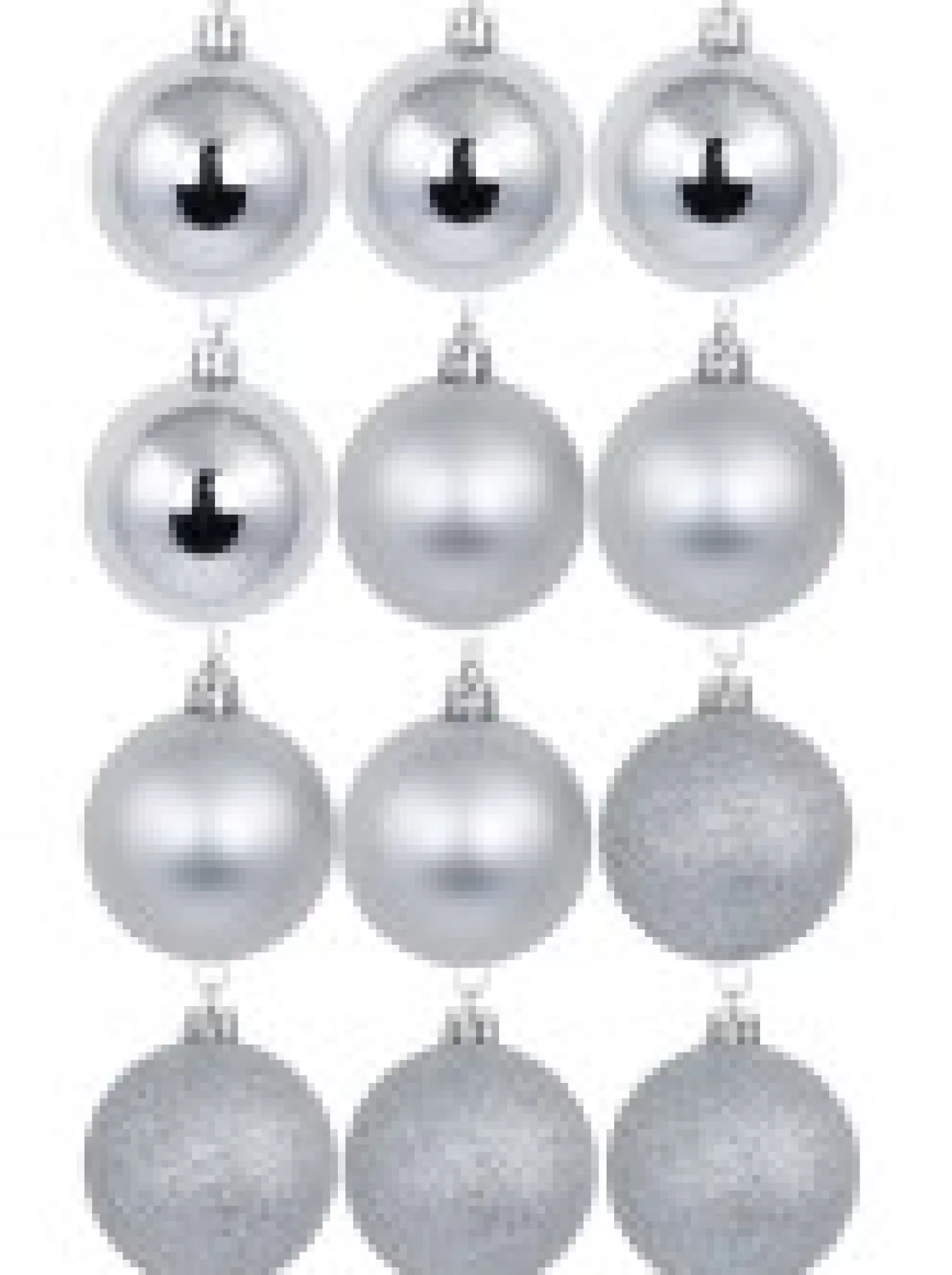 Christmas Warehouse Silver Glittered, Matte & Metallic Christmas Bauble Decorations - 12 X 60Mm> Bauble Packs