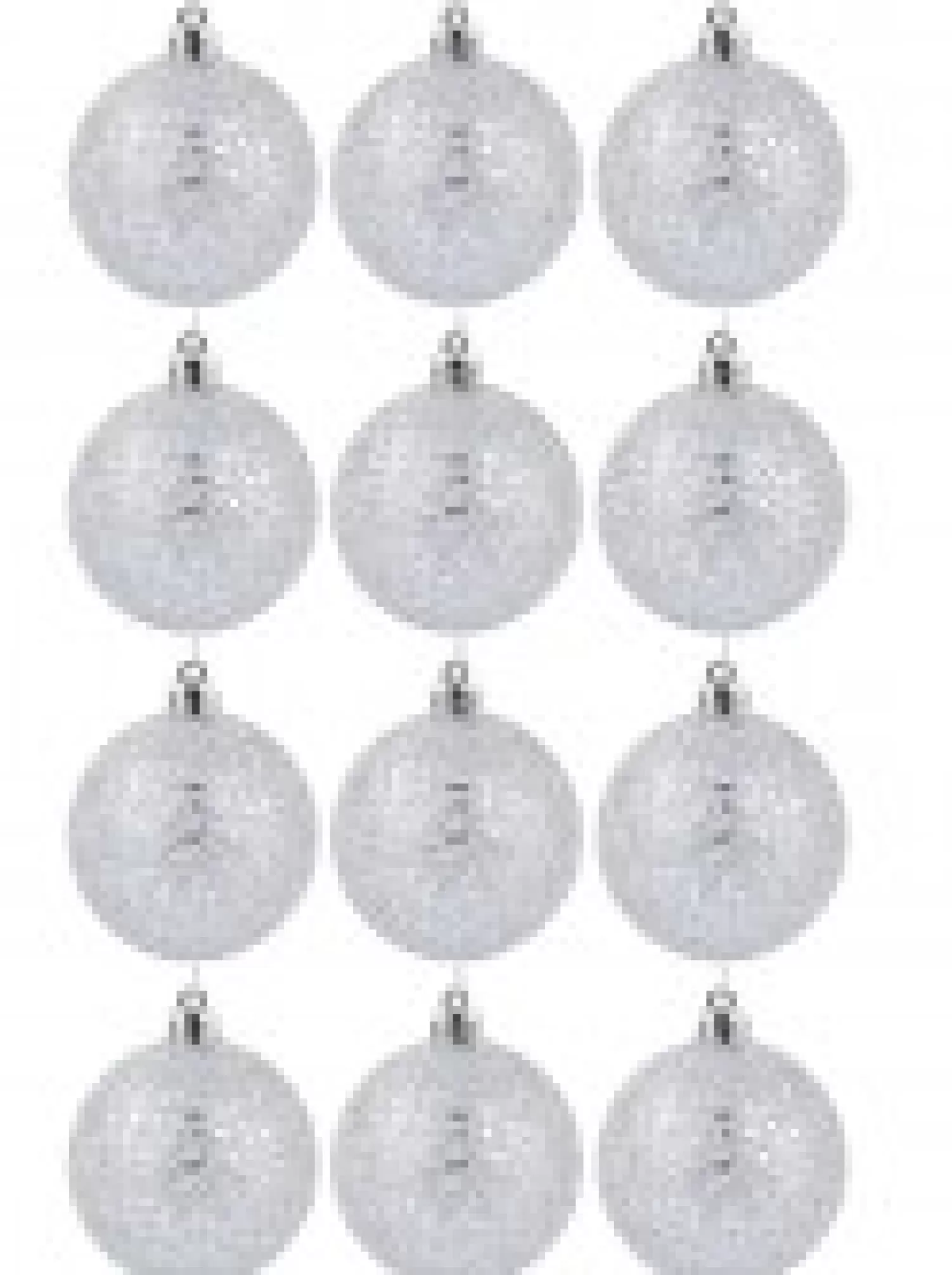 Christmas Warehouse Silver Metallic Sequins & Glitter Coated Christmas Baubles - 12 X 60Mm> Bauble Packs