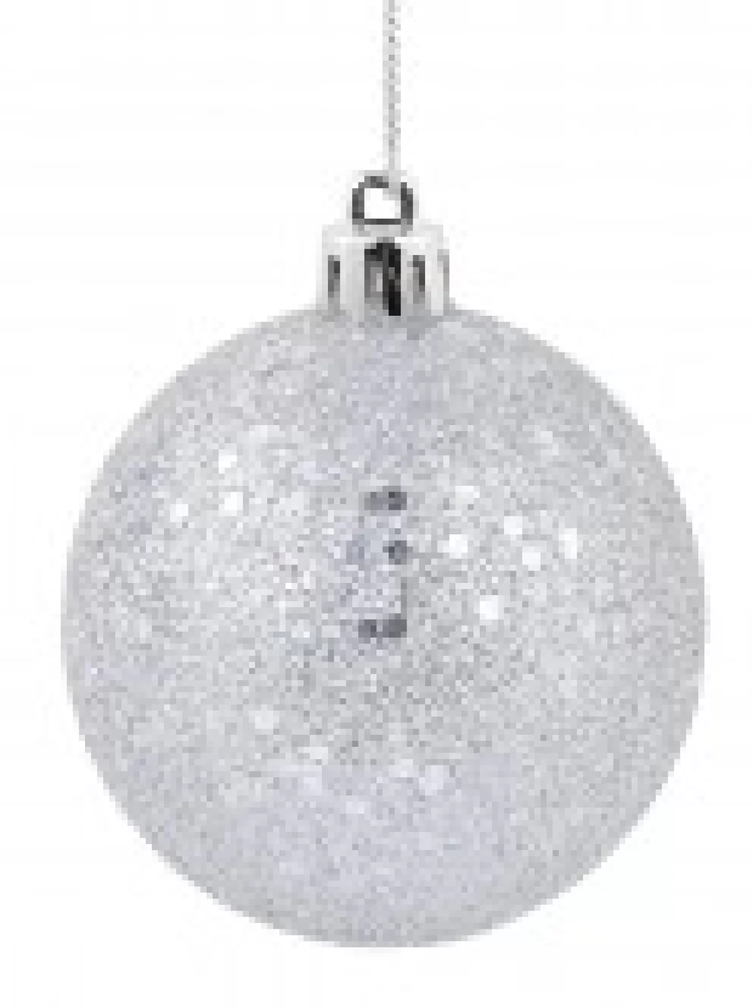 Christmas Warehouse Silver Metallic Sequins & Glitter Coated Christmas Baubles - 12 X 60Mm> Bauble Packs