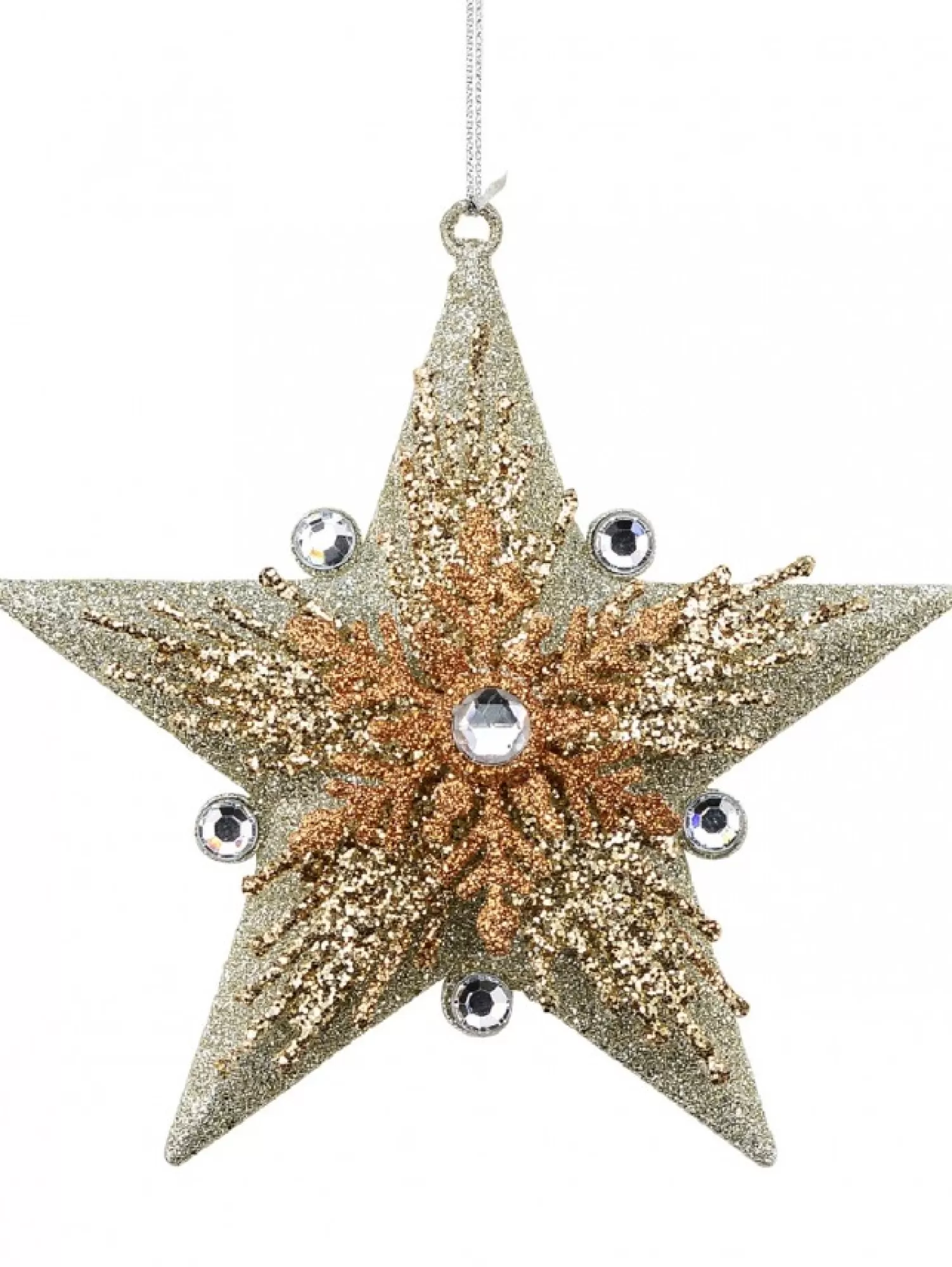 Christmas Warehouse Silver Star With Snowflakes Christmas Tree Hanging Decoration - 13Cm> Hanging Decorations - Individual