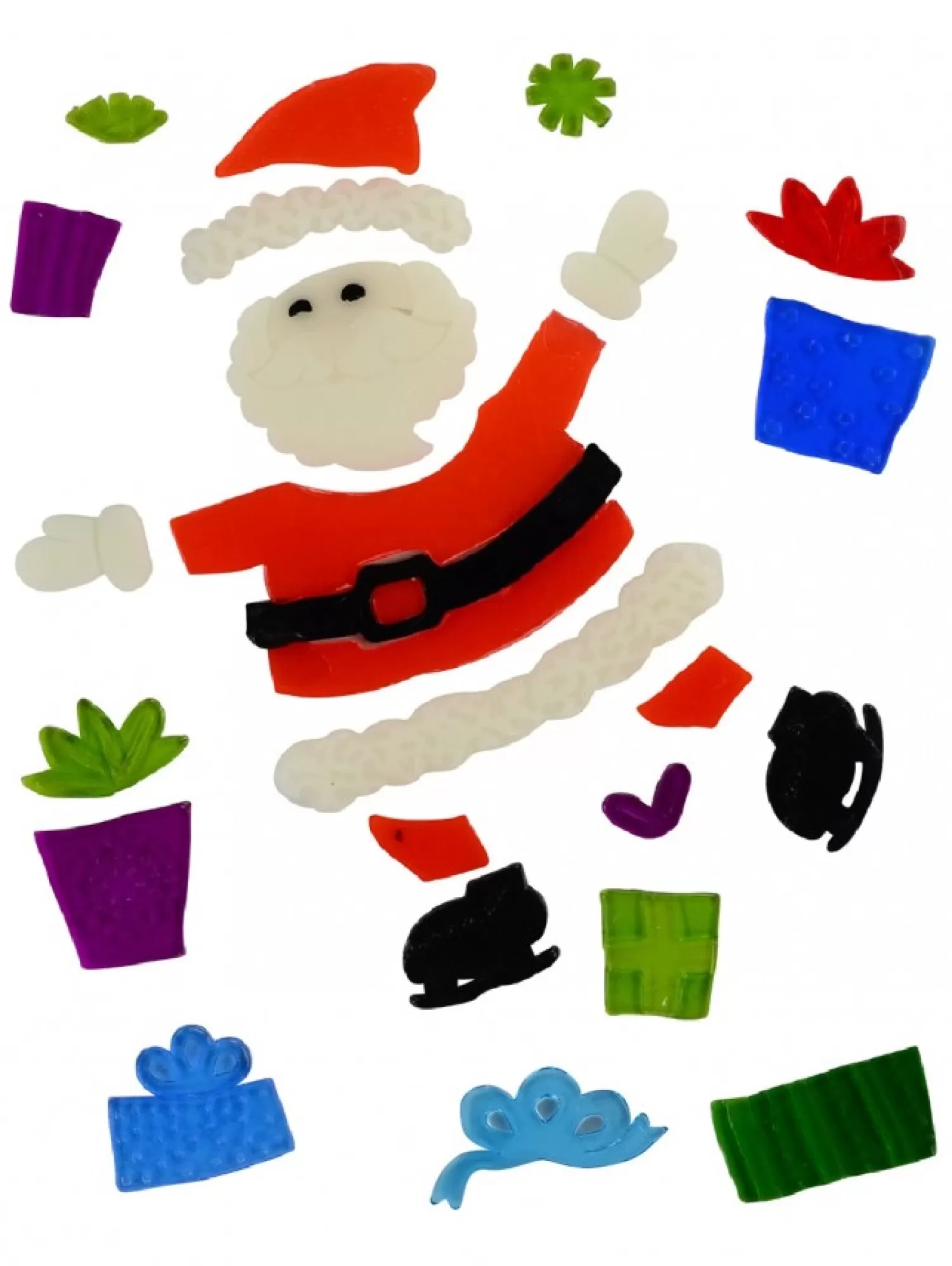 Christmas Warehouse Skating Santa & Presents Gel Christmas Window Cling Decoration - 23Cm> Window Decals, Stencils & Stickers