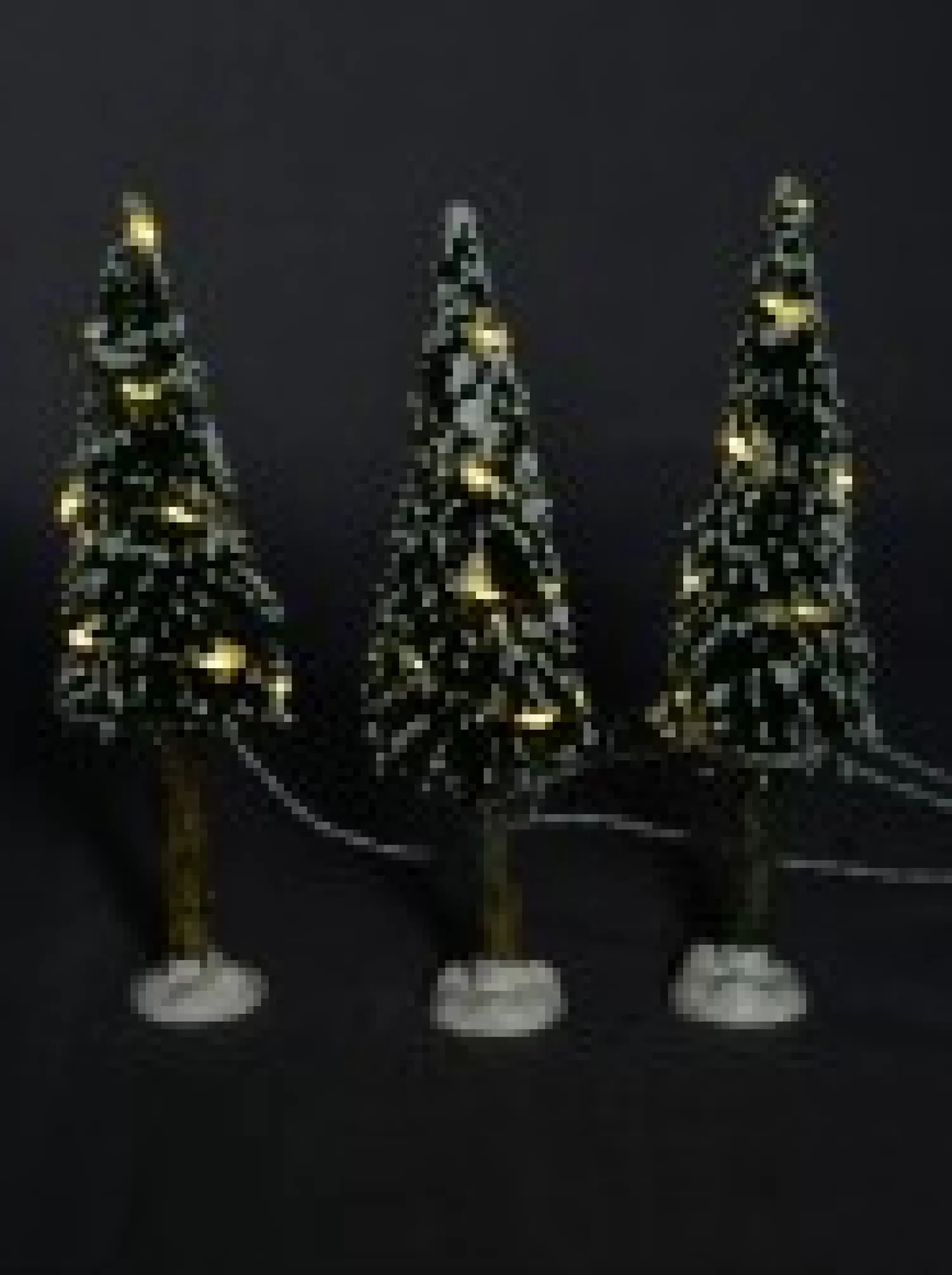 Christmas Warehouse Snow Flocked Illuminated Pine Tree Christmas Village Figurines - 3 X 19Cm> Christmas Village Figurines