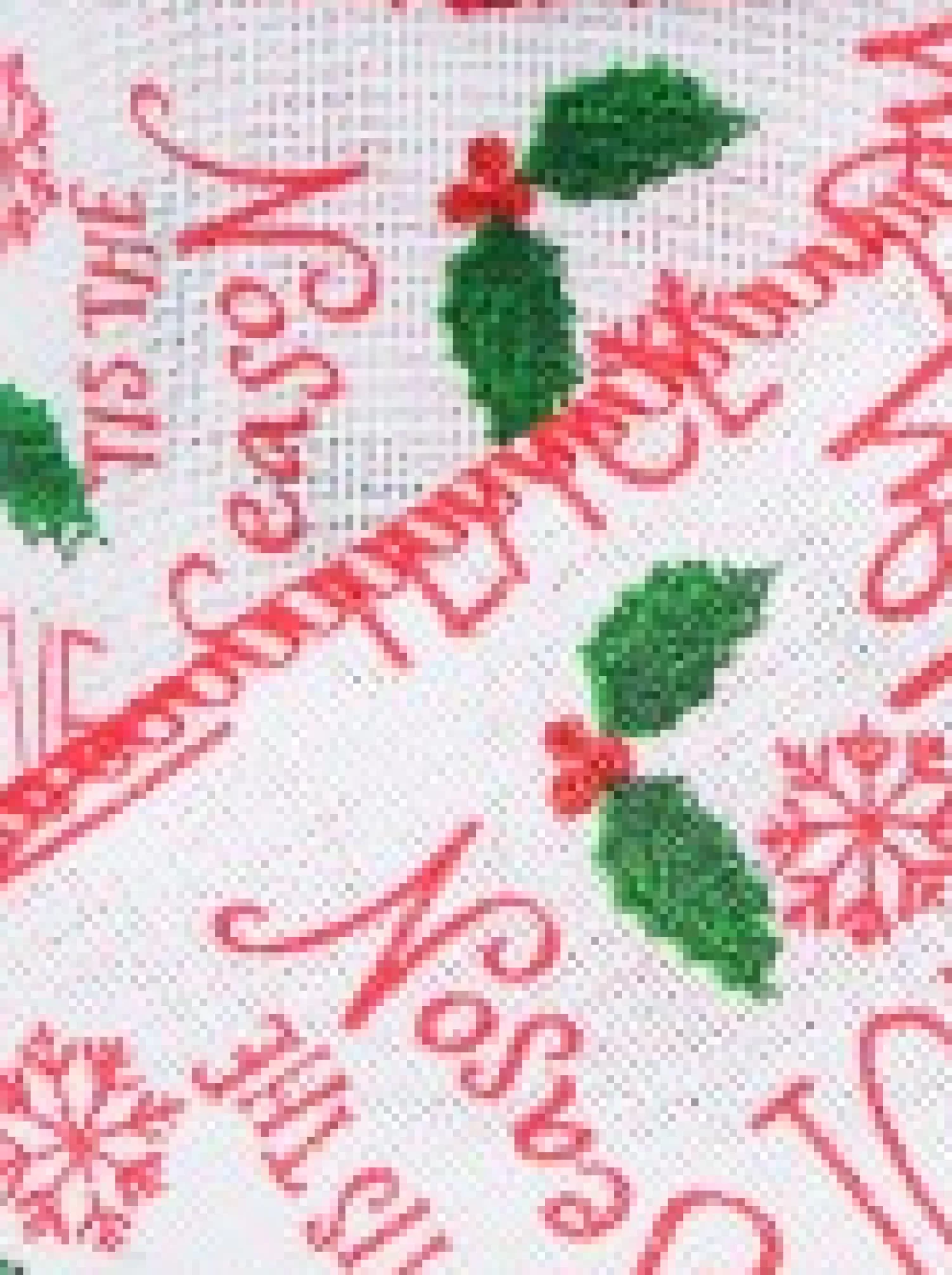 Christmas Warehouse Snowflakes, Font & Mistletoes On Mesh Look Fabric Christmas Ribbon - 3M> Christmas Ribbon