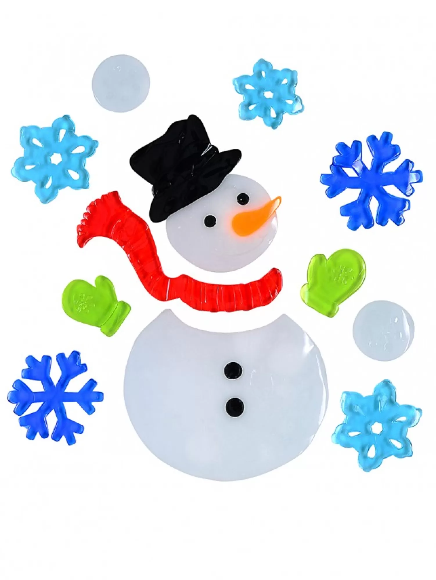 Christmas Warehouse Snowman, Snowflakes & Snowballs Gel Window Cling Decoration - 19Cm> Window Decals, Stencils & Stickers