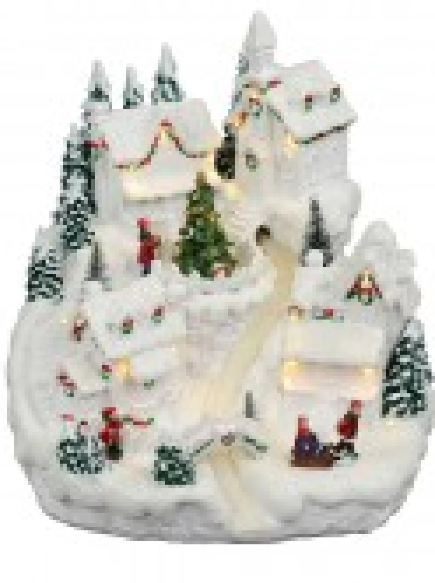 Christmas Warehouse Snowy Mountain Christmas Town Scene With Lights & Moving Figures - 30Cm> Christmas Village Scenes