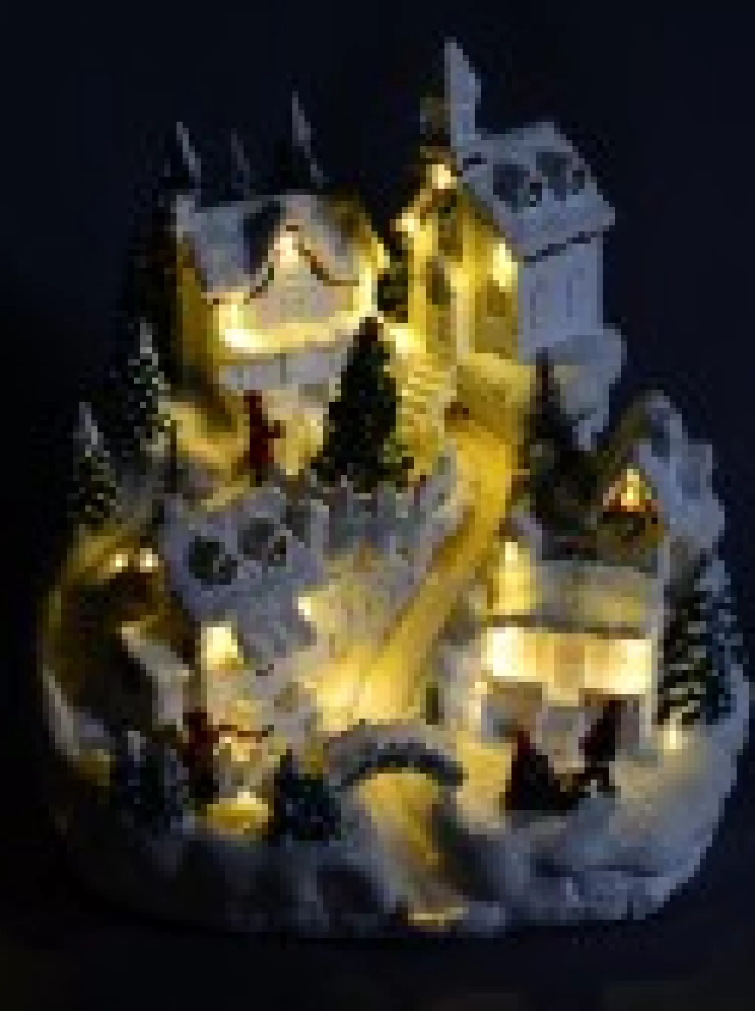 Christmas Warehouse Snowy Mountain Christmas Town Scene With Lights & Moving Figures - 30Cm> Christmas Village Scenes