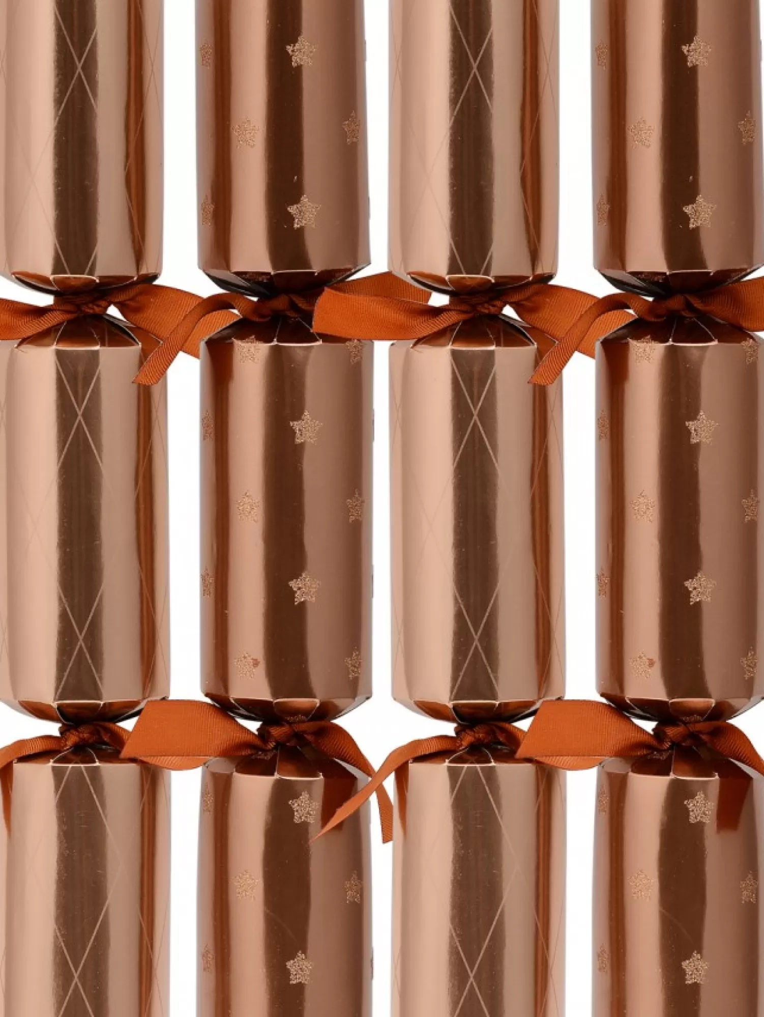 Christmas Warehouse Star & Diamond Pattern Shiny Copper Christmas Cracker Bon Bons - 8 X 36Cm> Christmas Cracker Bon Bon Packs (4 - 16 Per Pack)