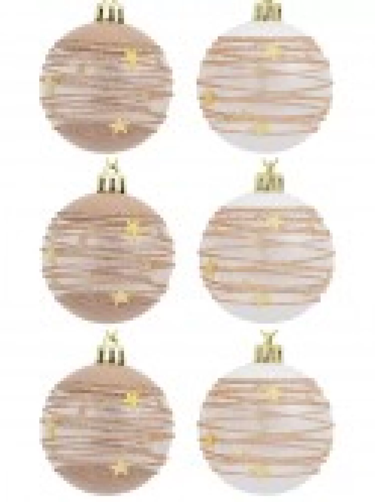 Christmas Warehouse Taupe, White & Clear Baubles With Gold Stars & Glitter Lines - 6 X 60Mm> Bauble Packs