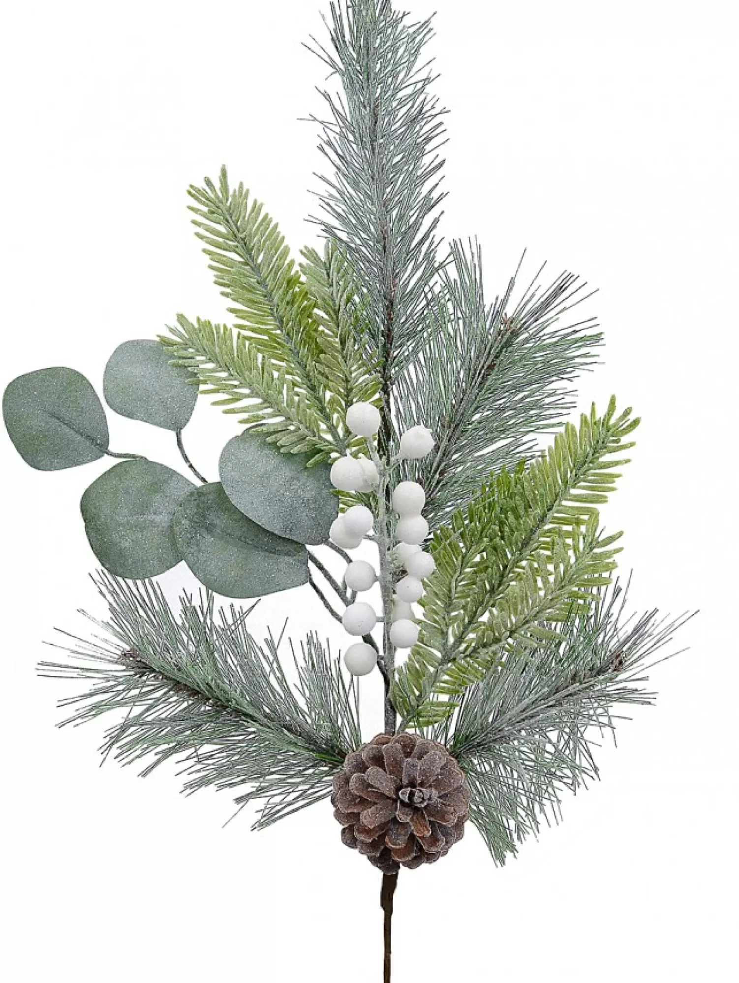 Christmas Warehouse Three Style Leaf With White Berries Decorative Christmas Pine Stem - 70Cm> Christmas Stems