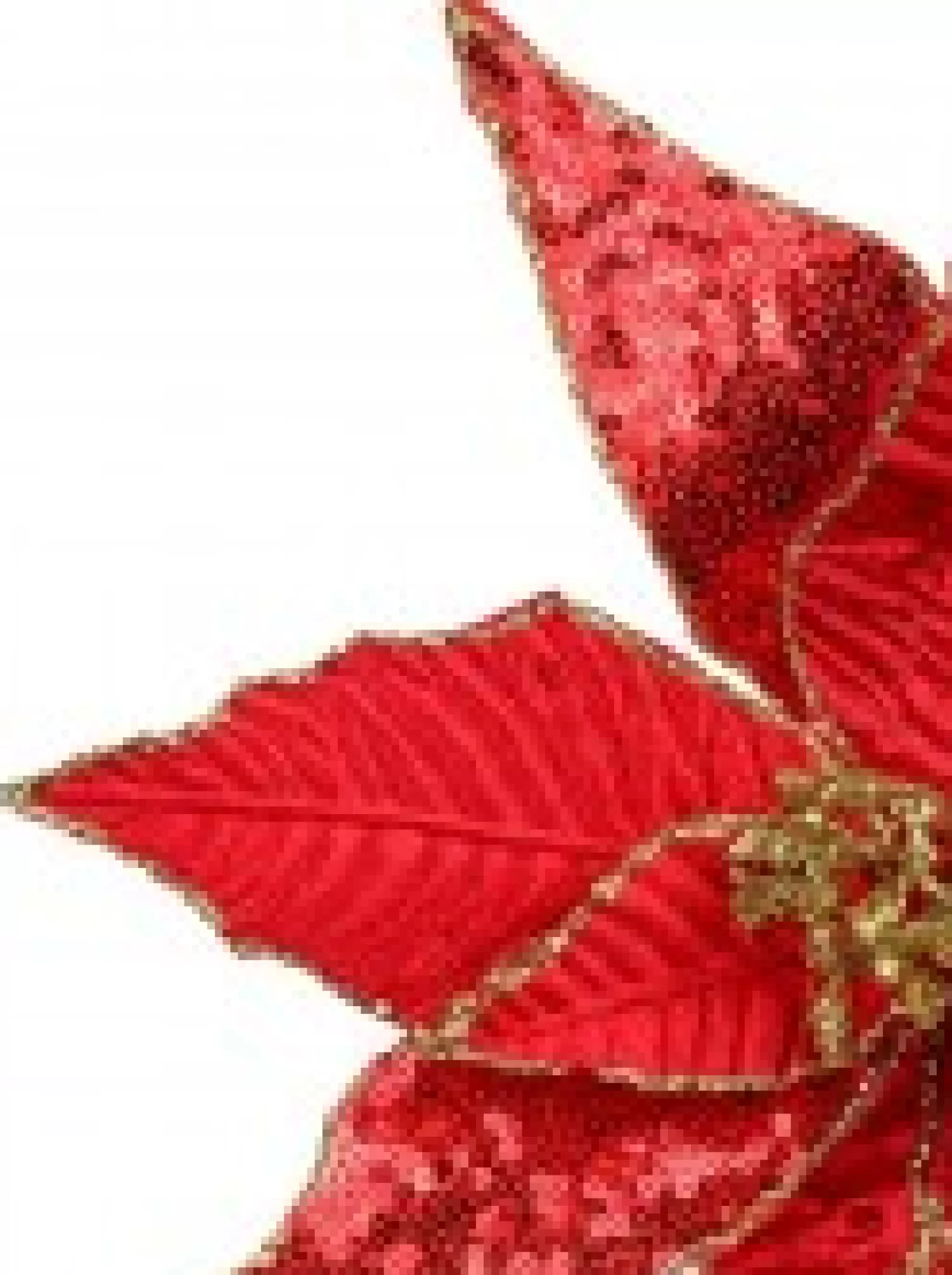 Christmas Warehouse Three Style Red & Gold Glitter Poinsettia Christmas Flower Pick - 28Cm> Christmas Picks