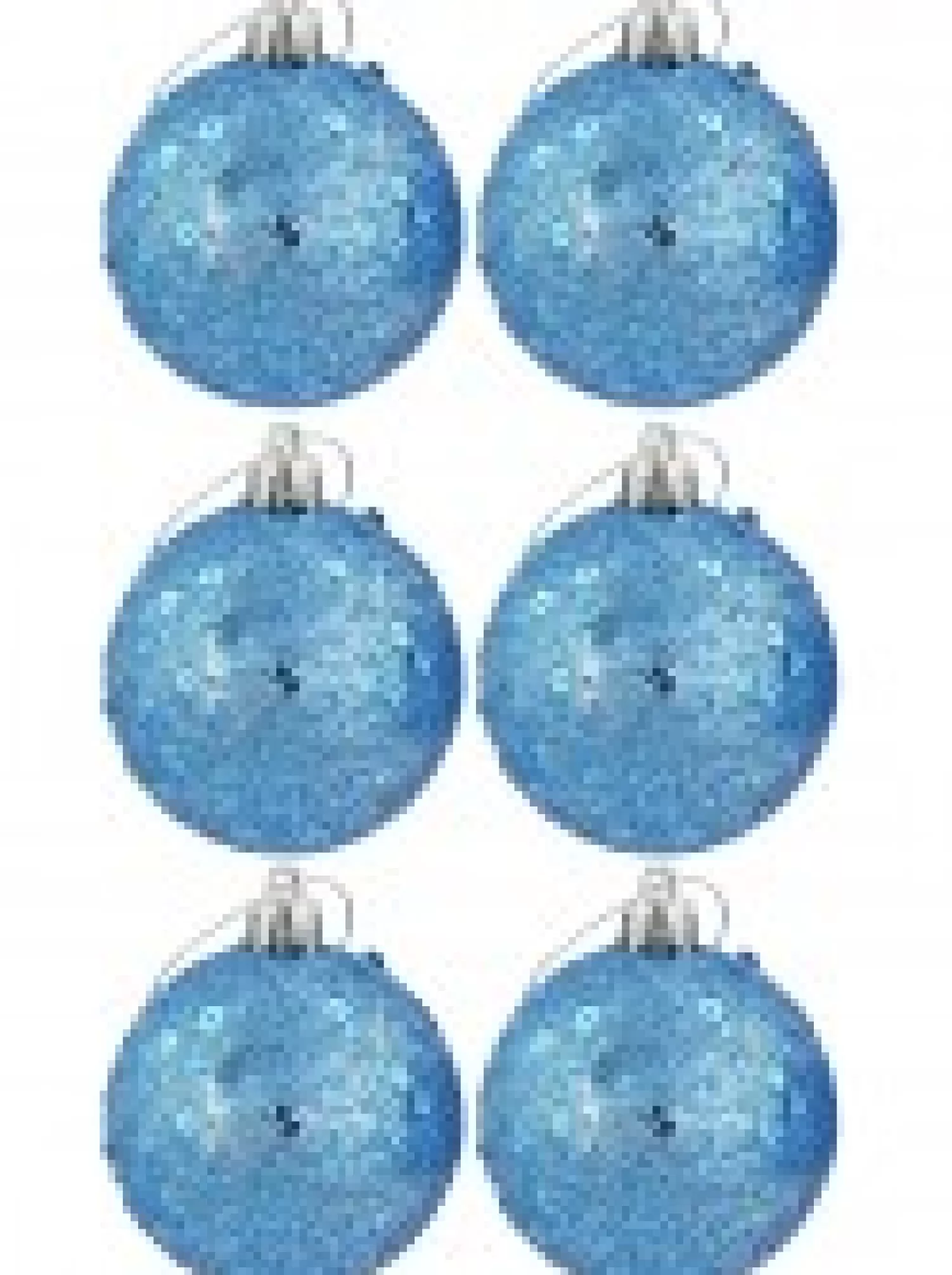 Christmas Warehouse Turquoise Glittered & Sequin Christmas Bauble Decorations - 6 X 60Mm> Bauble Packs