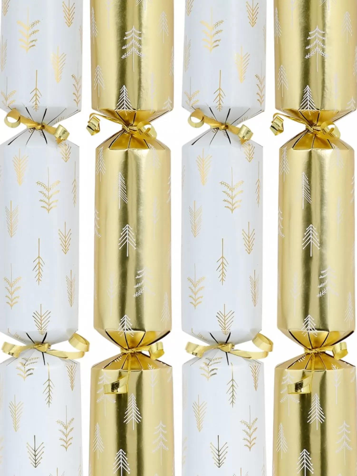 Christmas Warehouse White & Gold With Pine Christmas Tree Branches Print Bon Bons - 50 X 30Cm> Christmas Cracker Bon Bon Catering Packs (50 Per Pack)