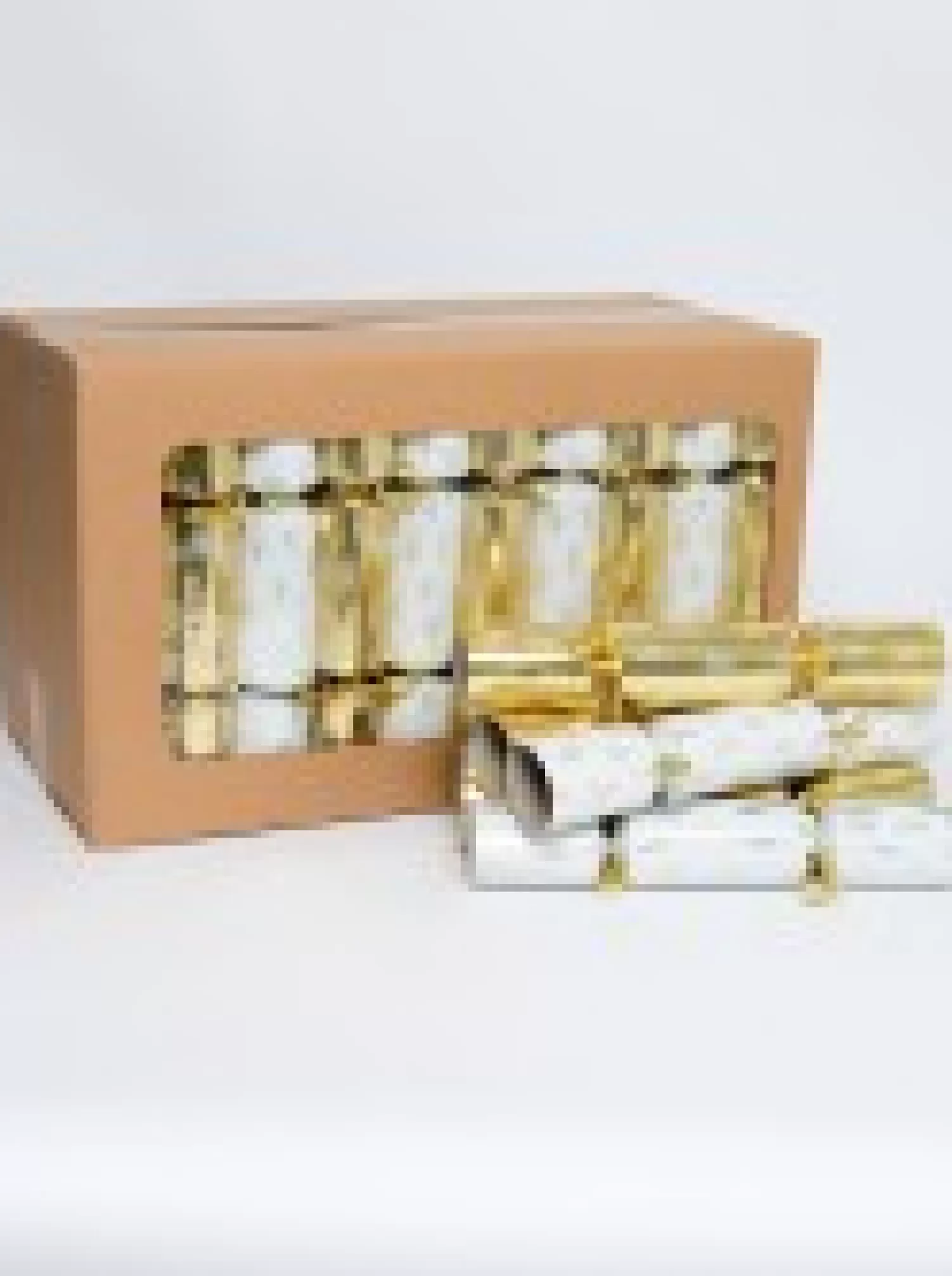 Christmas Warehouse White & Gold With Pine Christmas Tree Branches Print Bon Bons - 50 X 30Cm> Christmas Cracker Bon Bon Catering Packs (50 Per Pack)