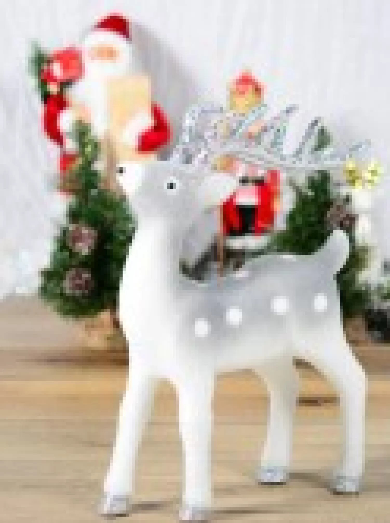 Christmas Warehouse White & Silver Glittered Flocked Standing Christmas Reindeer Ornament - 44Cm> Reindeer
