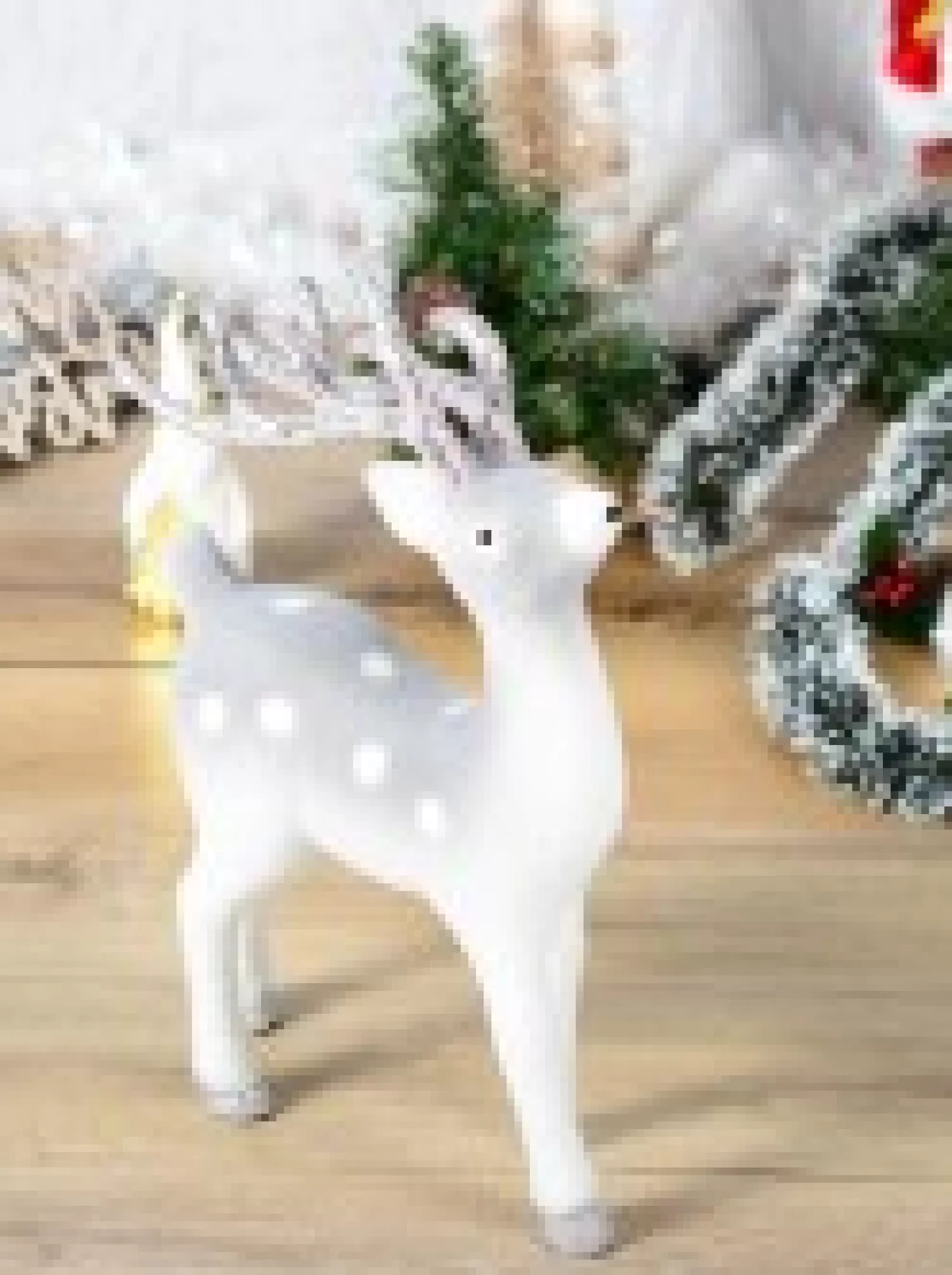 Christmas Warehouse White & Silver Glittered Flocked Standing Christmas Reindeer Ornament - 44Cm> Reindeer