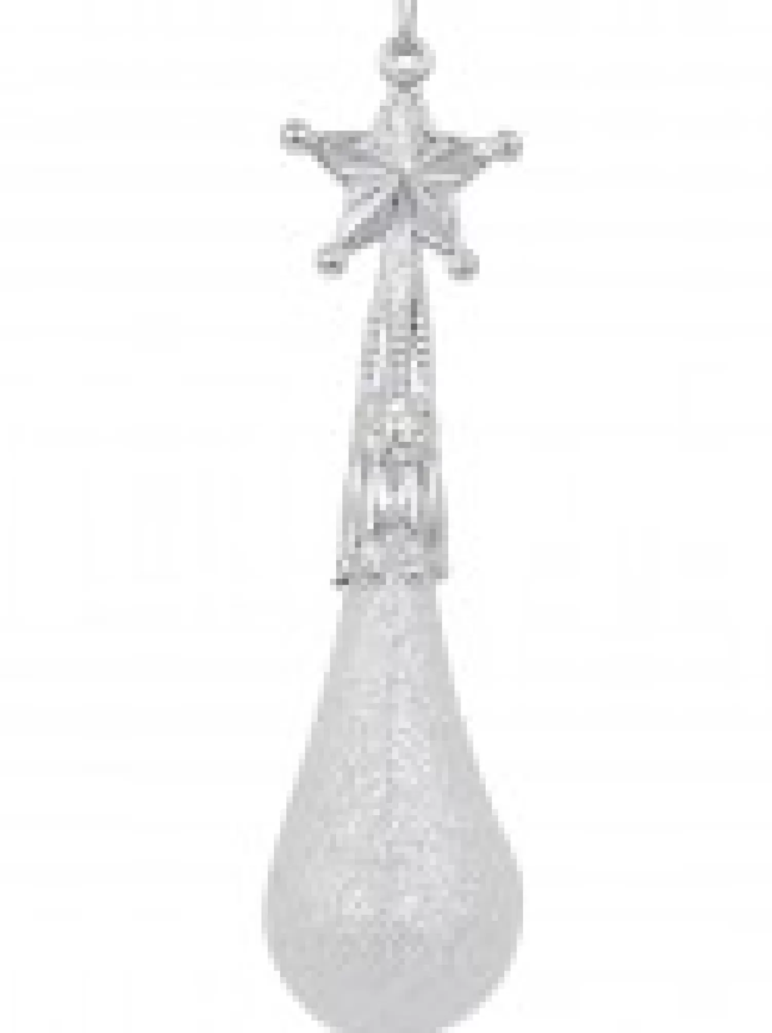 Christmas Warehouse White Glittered Teardrop Christmas Tree Hanging Decorations - 8 X 11Cm> Hanging Decorations - Packs