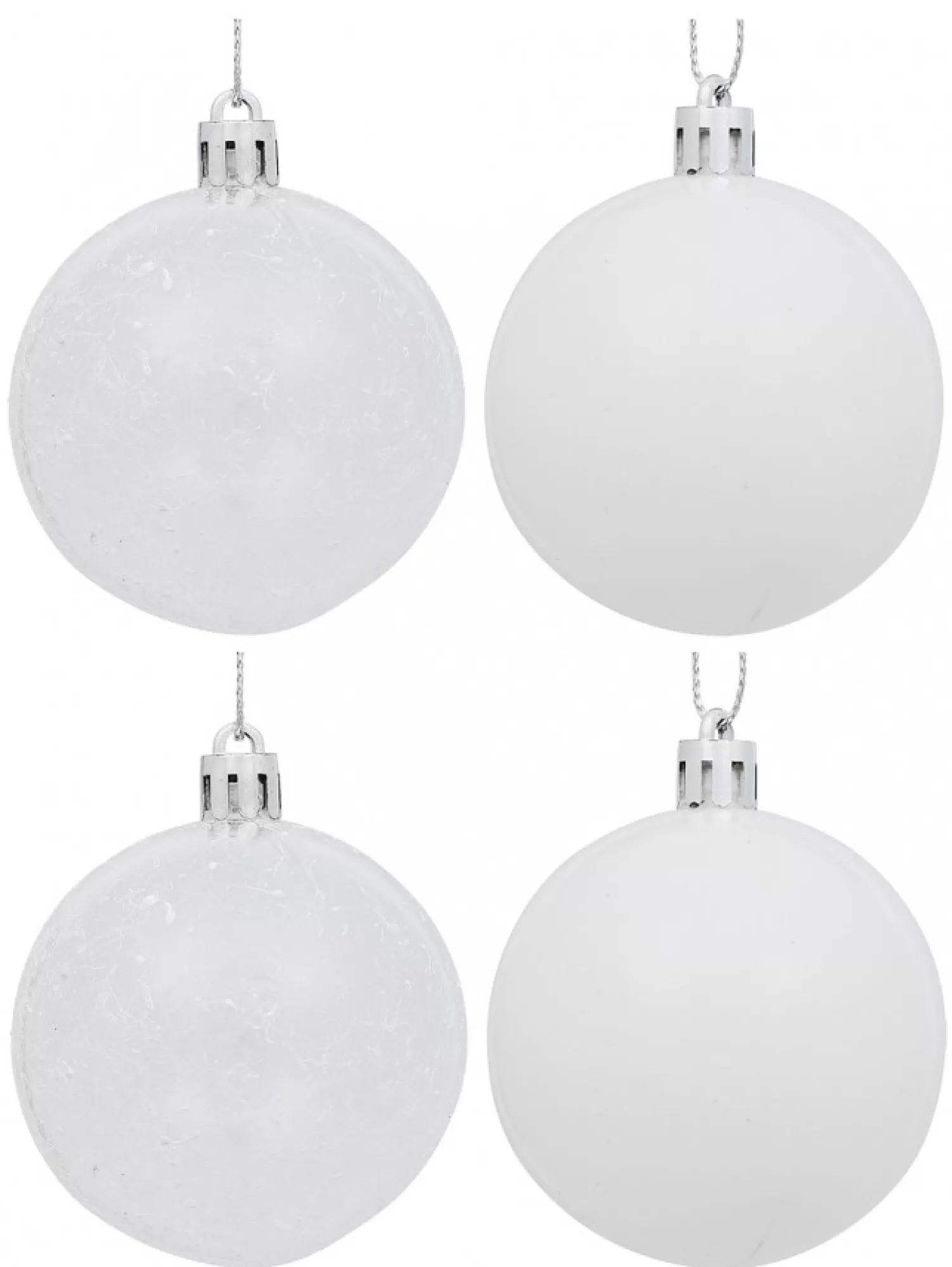 Christmas Warehouse White Gloss & Clear With White Frost Christmas Bauble Decorations - 6 X 60Mm> Bauble Packs