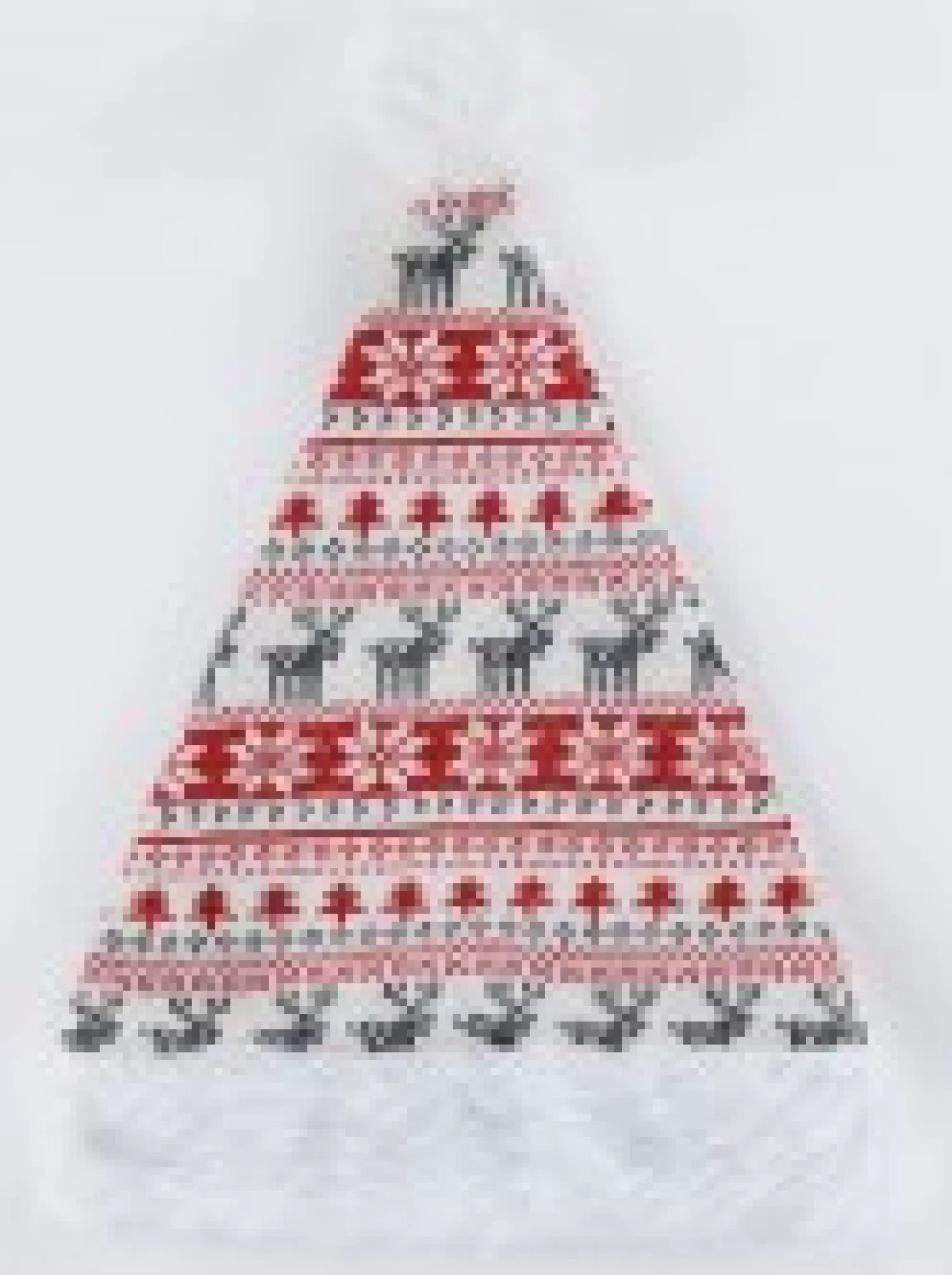 Christmas Warehouse White, Red & Grey Knitted Sweater Look Santa Hat - One Size Fits Most> Santa Hats