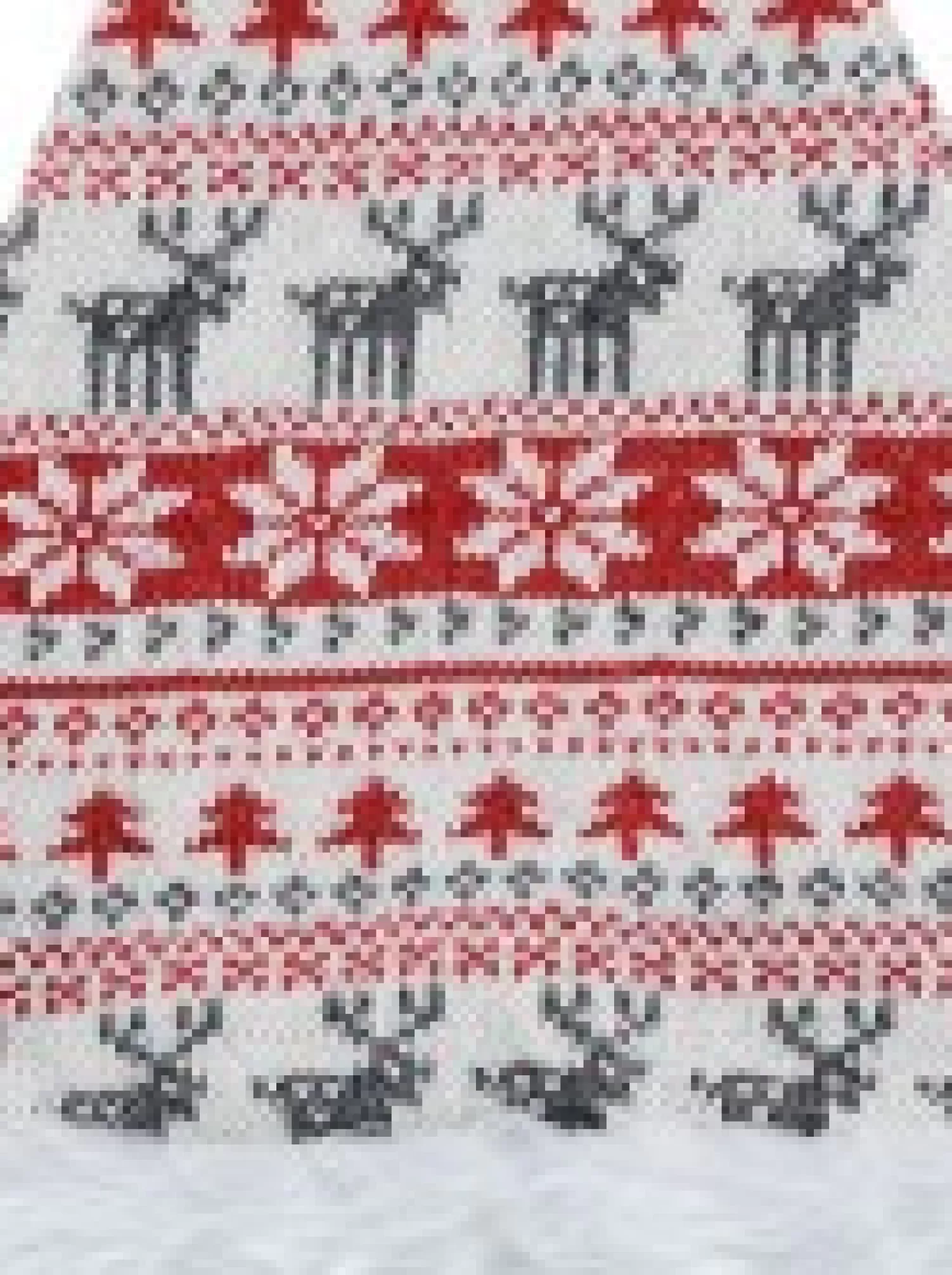Christmas Warehouse White, Red & Grey Knitted Sweater Look Santa Hat - One Size Fits Most> Santa Hats