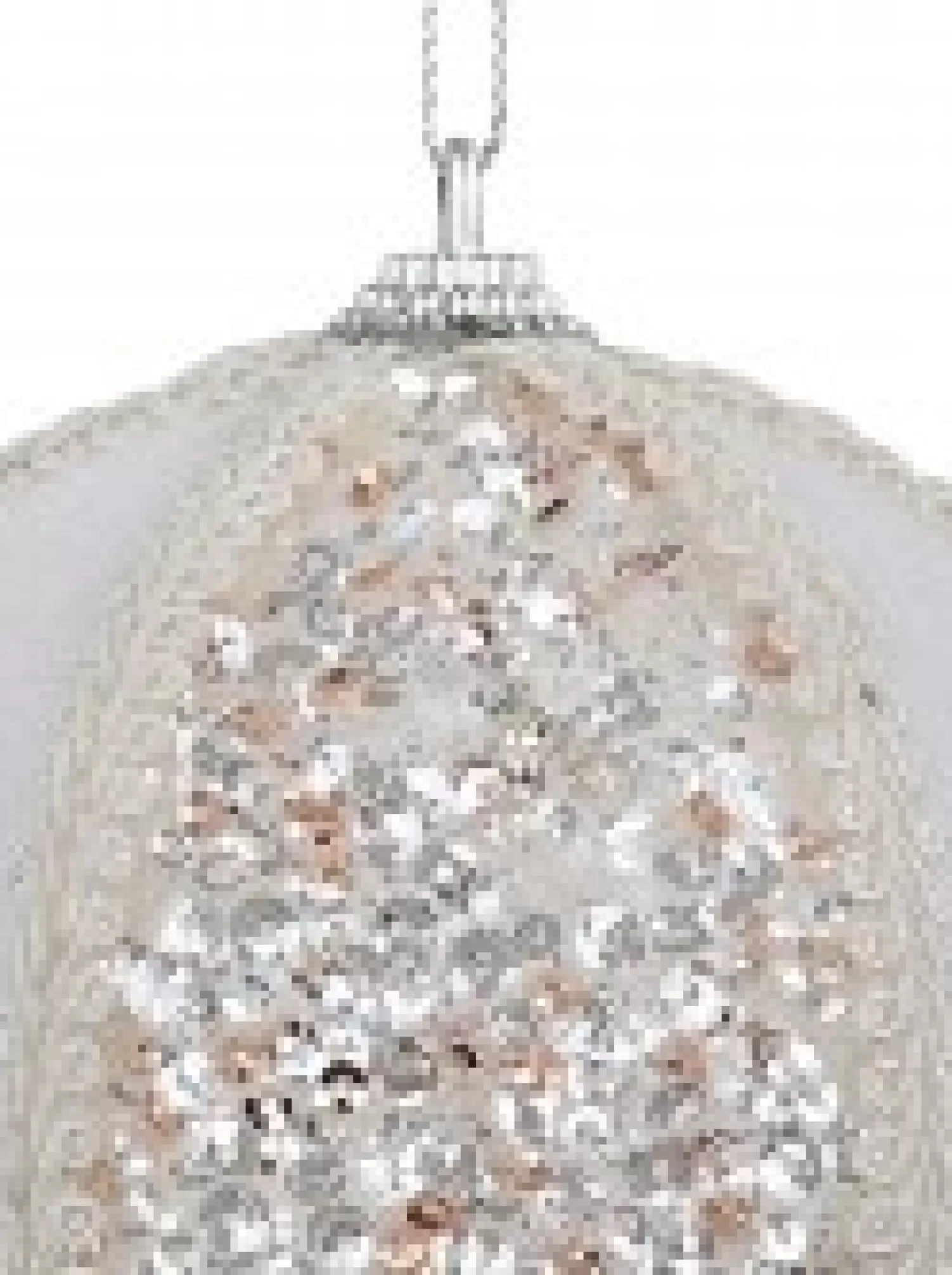 Christmas Warehouse White Sequin & Velvet Bauble Christmas Tree Hanging Decoration - 11Cm> Hanging Decorations - Individual