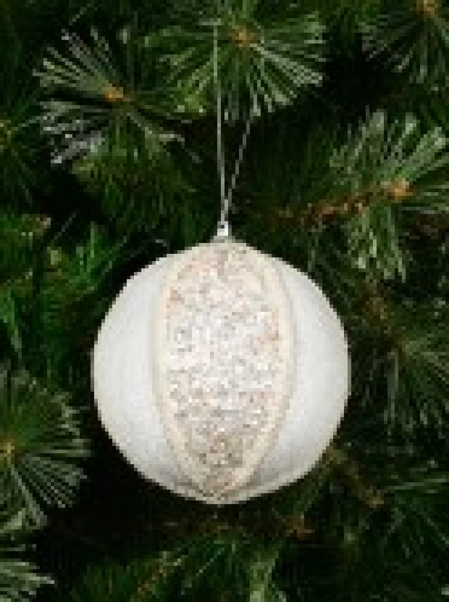 Christmas Warehouse White Sequin & Velvet Bauble Christmas Tree Hanging Decoration - 11Cm> Hanging Decorations - Individual