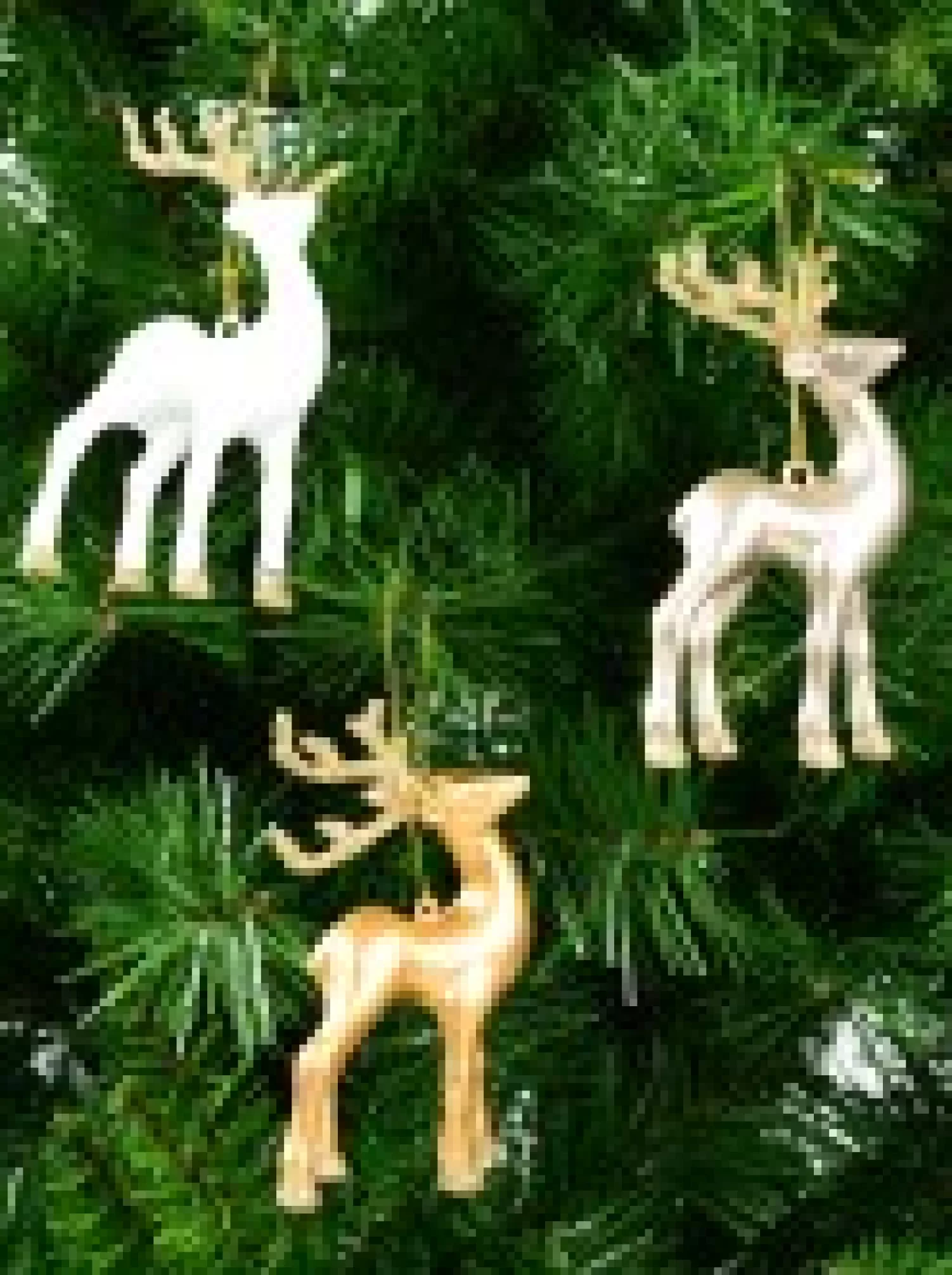 Christmas Warehouse White, Silver & Gold Reindeer Christmas Tree Hanging Decorations - 3 X 12Cm> Hanging Decorations - Packs