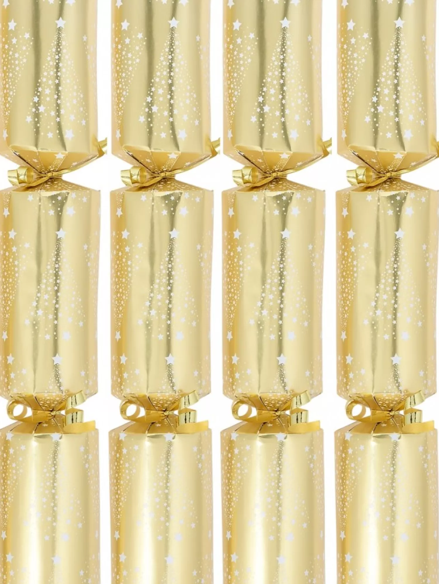 Christmas Warehouse White Stars Christmas Tree Pattern Design On Shiny Gold Bon Bons - 50 X 30Cm> Christmas Cracker Bon Bon Catering Packs (50 Per Pack)