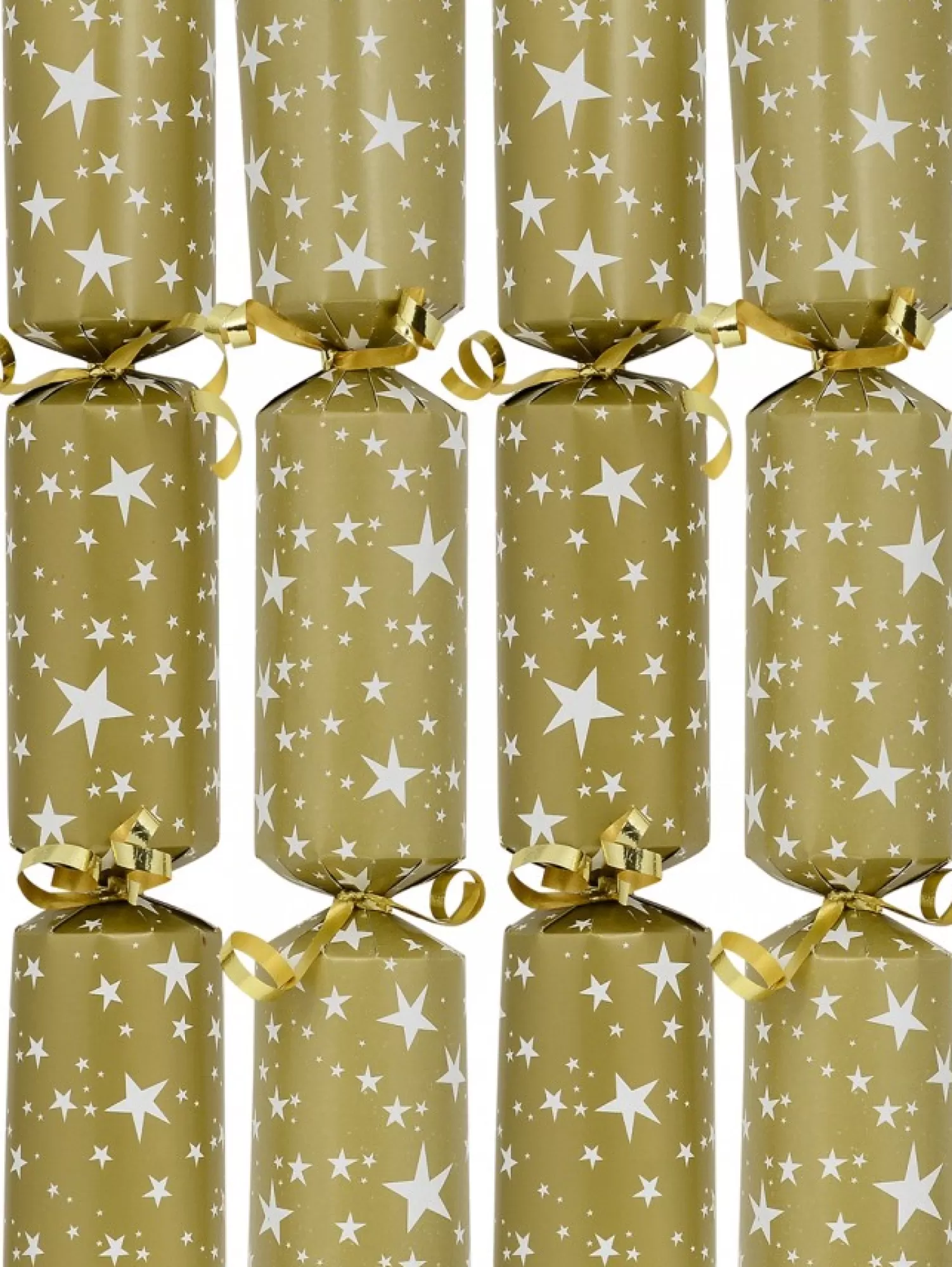 Christmas Warehouse White Stars Pattern Design On Gold Christmas Cracker Bon Bons - 50 X 30Cm> Christmas Cracker Bon Bon Catering Packs (50 Per Pack)