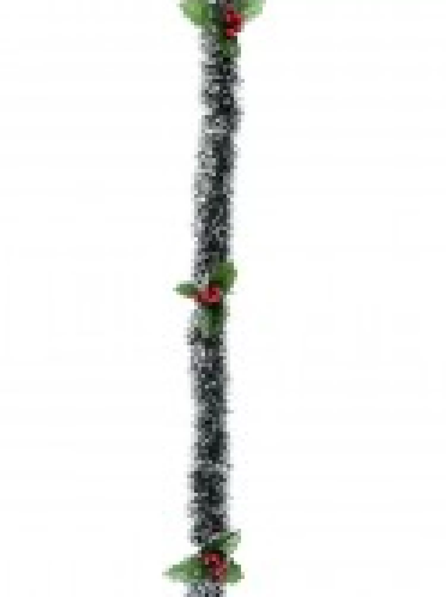 Christmas Warehouse White Tip Pine Needle With Holly Christmas Tinsel Garland - 2.7M> Tinsel