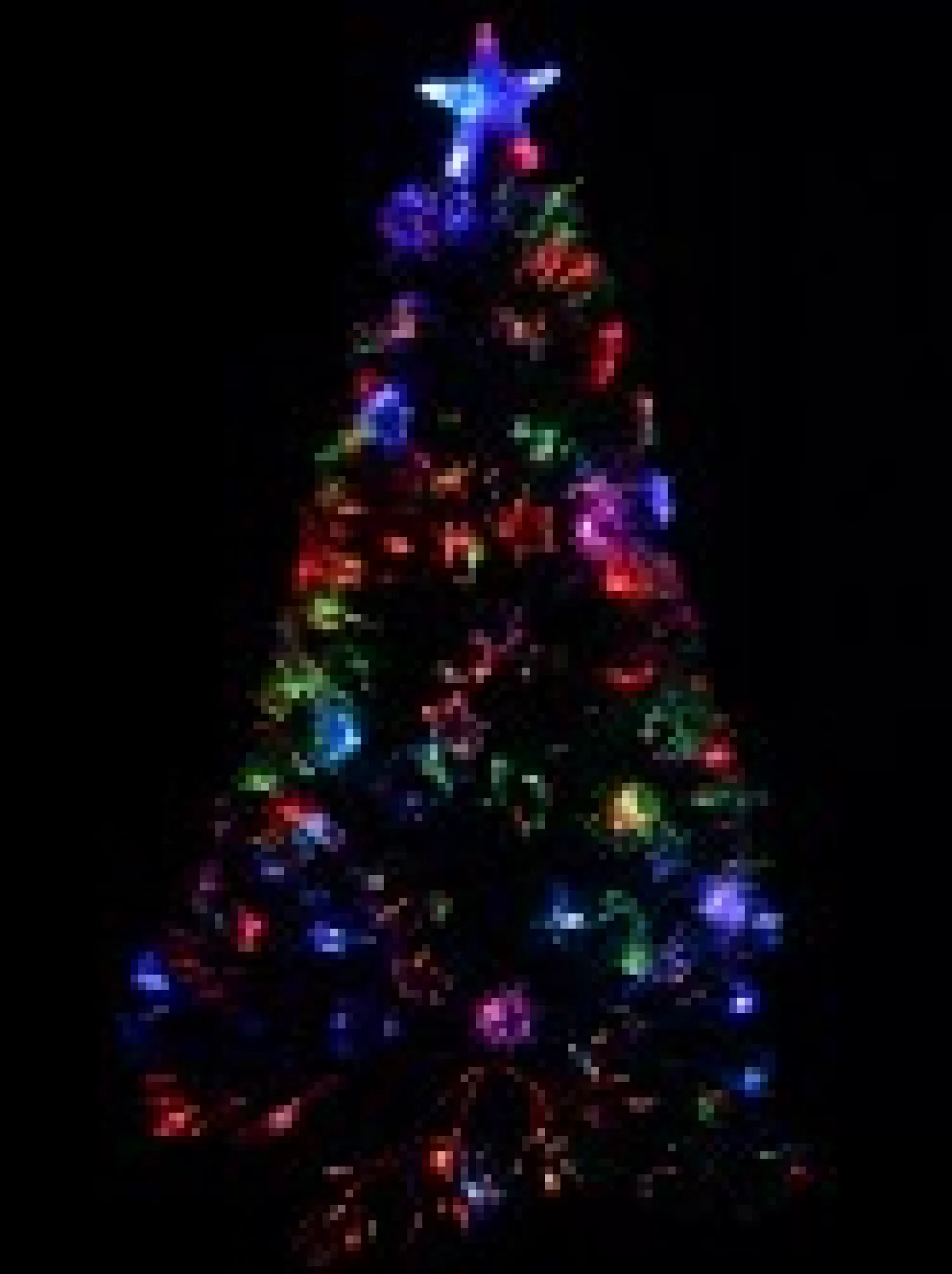 Christmas Warehouse White Tips With Baubles & Stars Rotating Fibre Optic Christmas Tree - 1.2M> Fibre Optic Christmas Trees