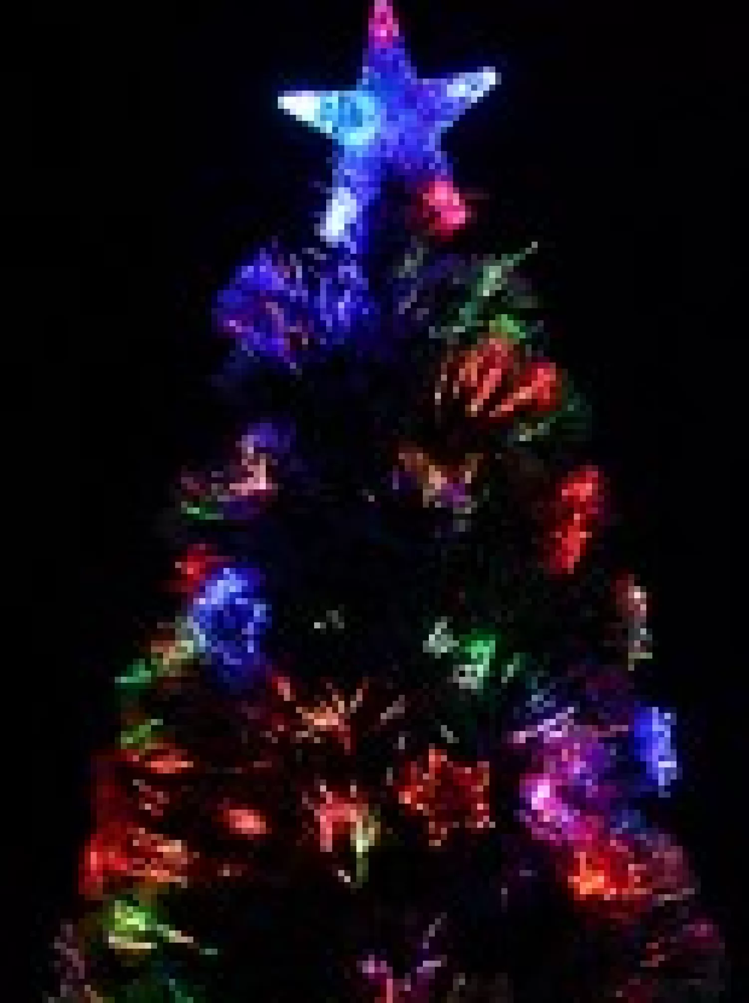 Christmas Warehouse White Tips With Baubles & Stars Rotating Fibre Optic Christmas Tree - 1.2M> Fibre Optic Christmas Trees