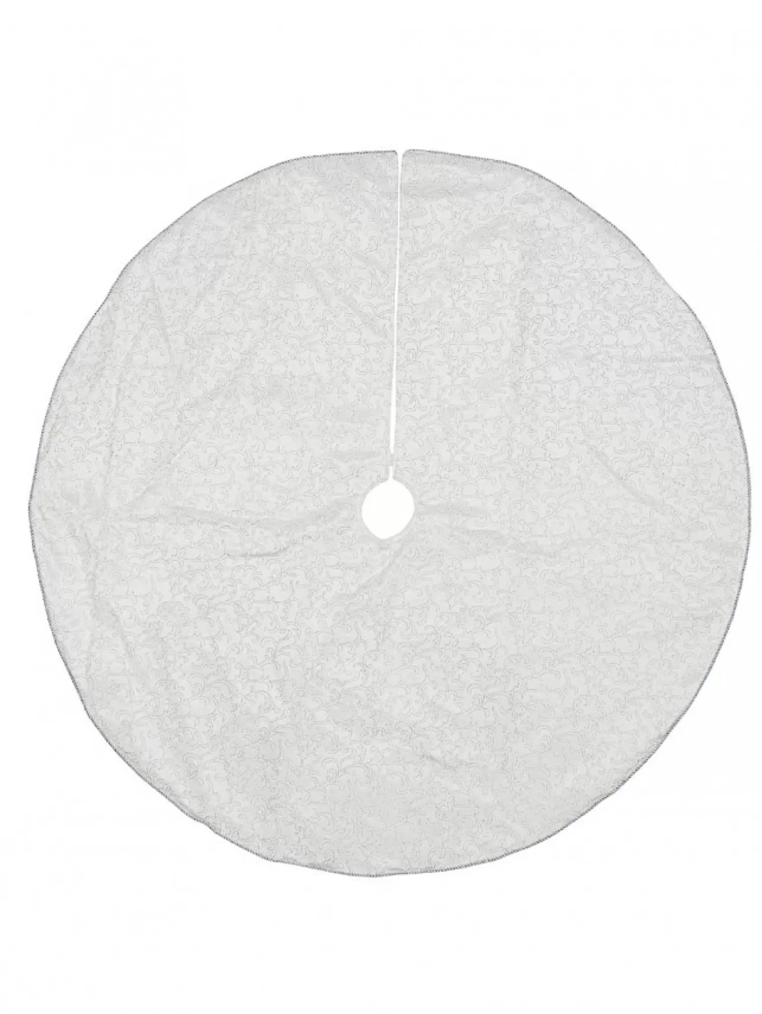 Christmas Warehouse White Velvet With Silver Print & Cord Trim Christmas Tree Skirt - 1.2M> Tree Skirts