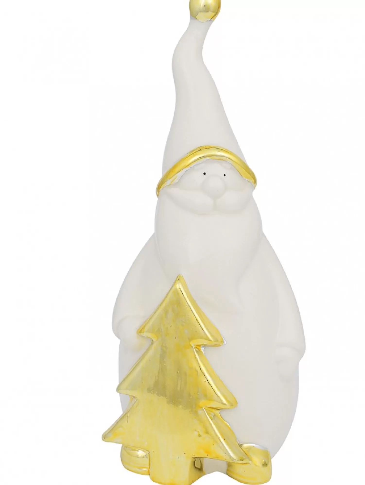 Christmas Warehouse White Winter Large Santa With Gold Tree Ceramic Christmas Ornament - 19Cm> Ceramic Christmas Ornaments